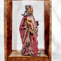 Vintage Shiwan Pottery Statue: Oxblood Glaze Chinese Official with Ruyi Sceptre