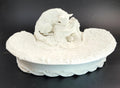 Antique English Parian Ware Fox & Rabbit Dish, Victorian c1850