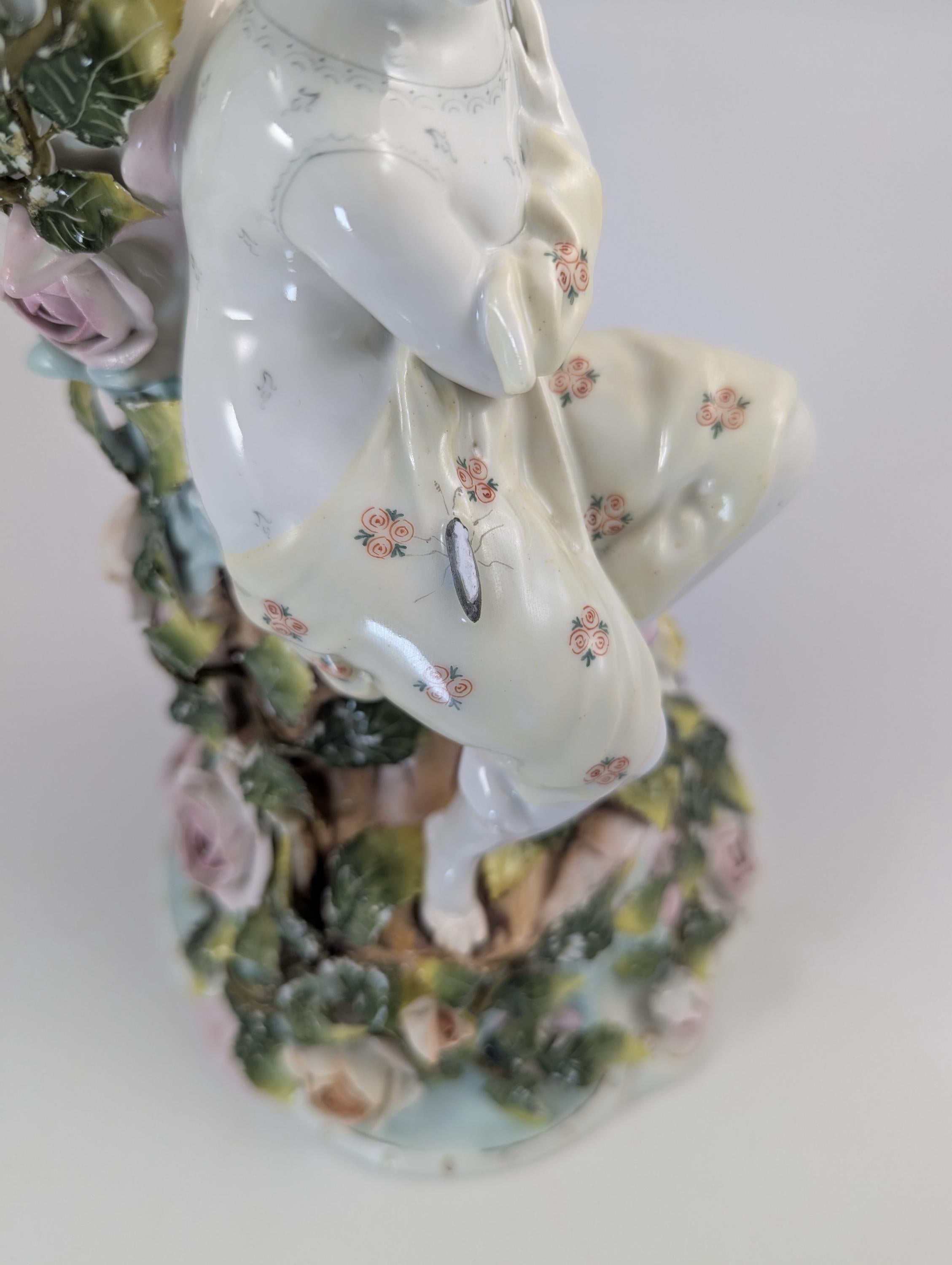 Antique Sitzendorf Porcelain Candelabra, Figural Floral Design, 1890s