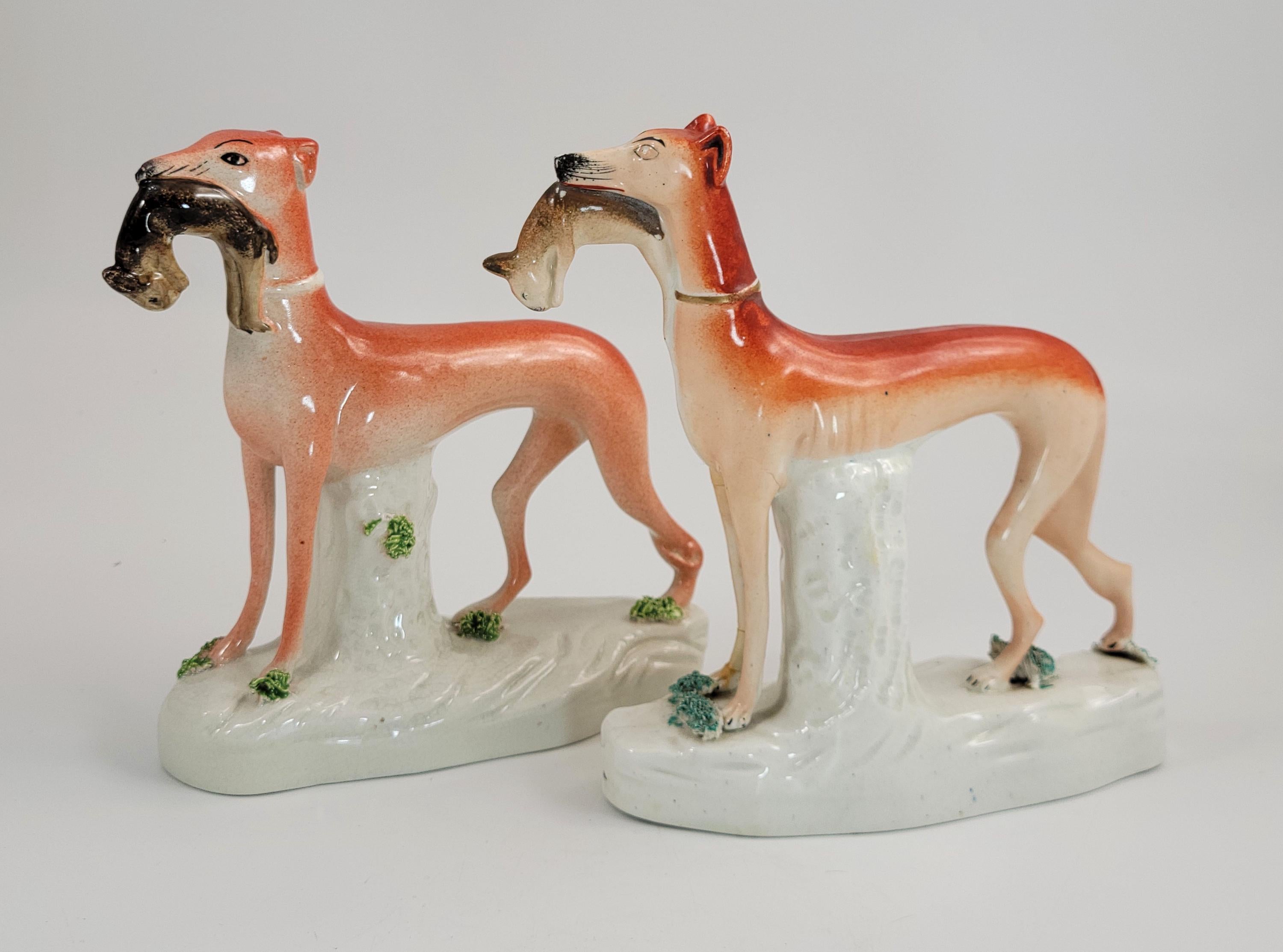 Staffordshire Hunting Dogs with Hare Pair c1860