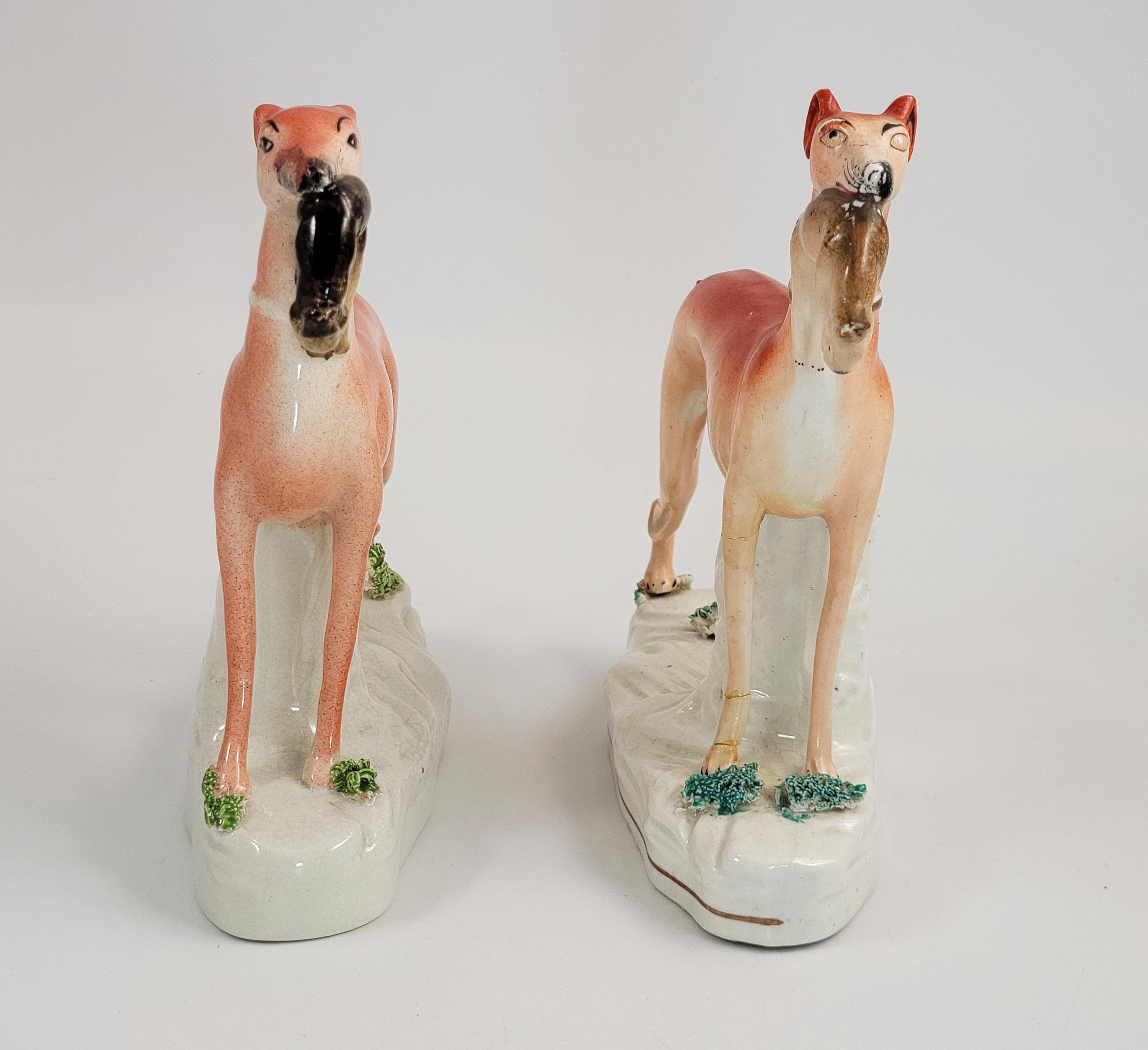 Staffordshire Hunting Dogs with Hare Pair c1860