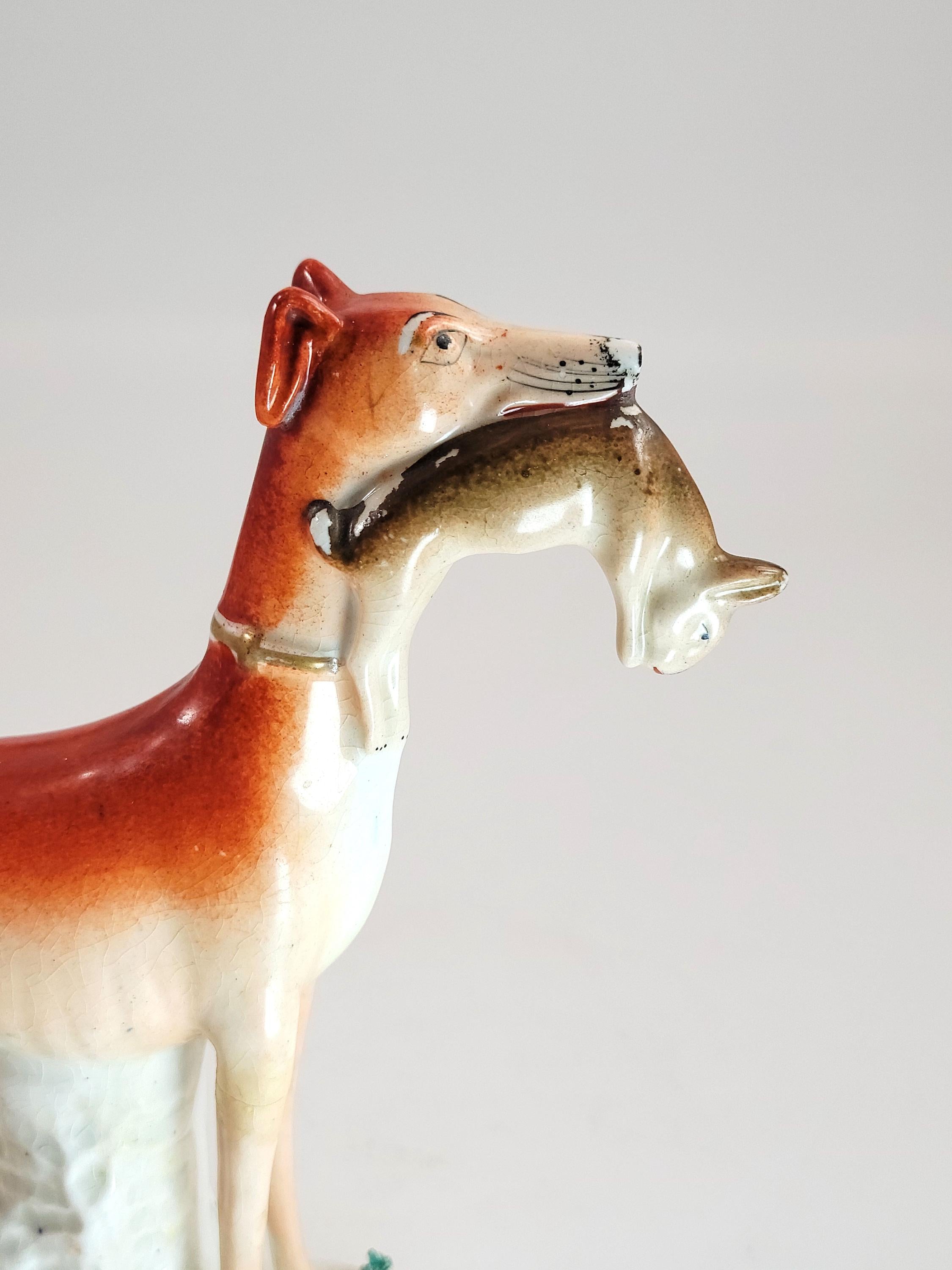 Staffordshire Hunting Dogs with Hare Pair c1860