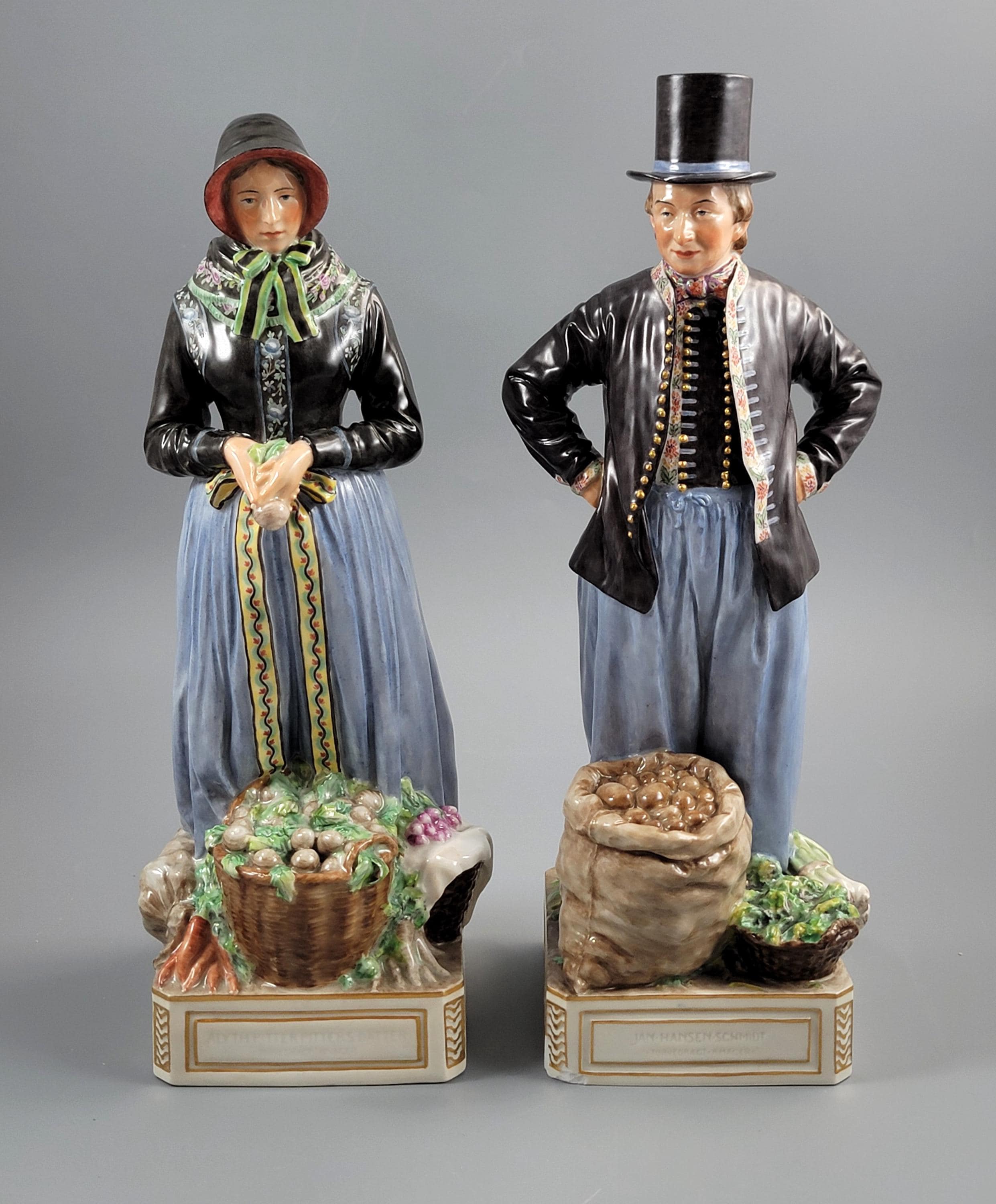 Royal Copenhagen Pair of Amager Market Costume Figures 12102‑12103