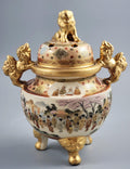 Meiji Satsuma Koro by Ippō, Gilt Shishi, Kyoto Kinkozan School, Signed, 24c