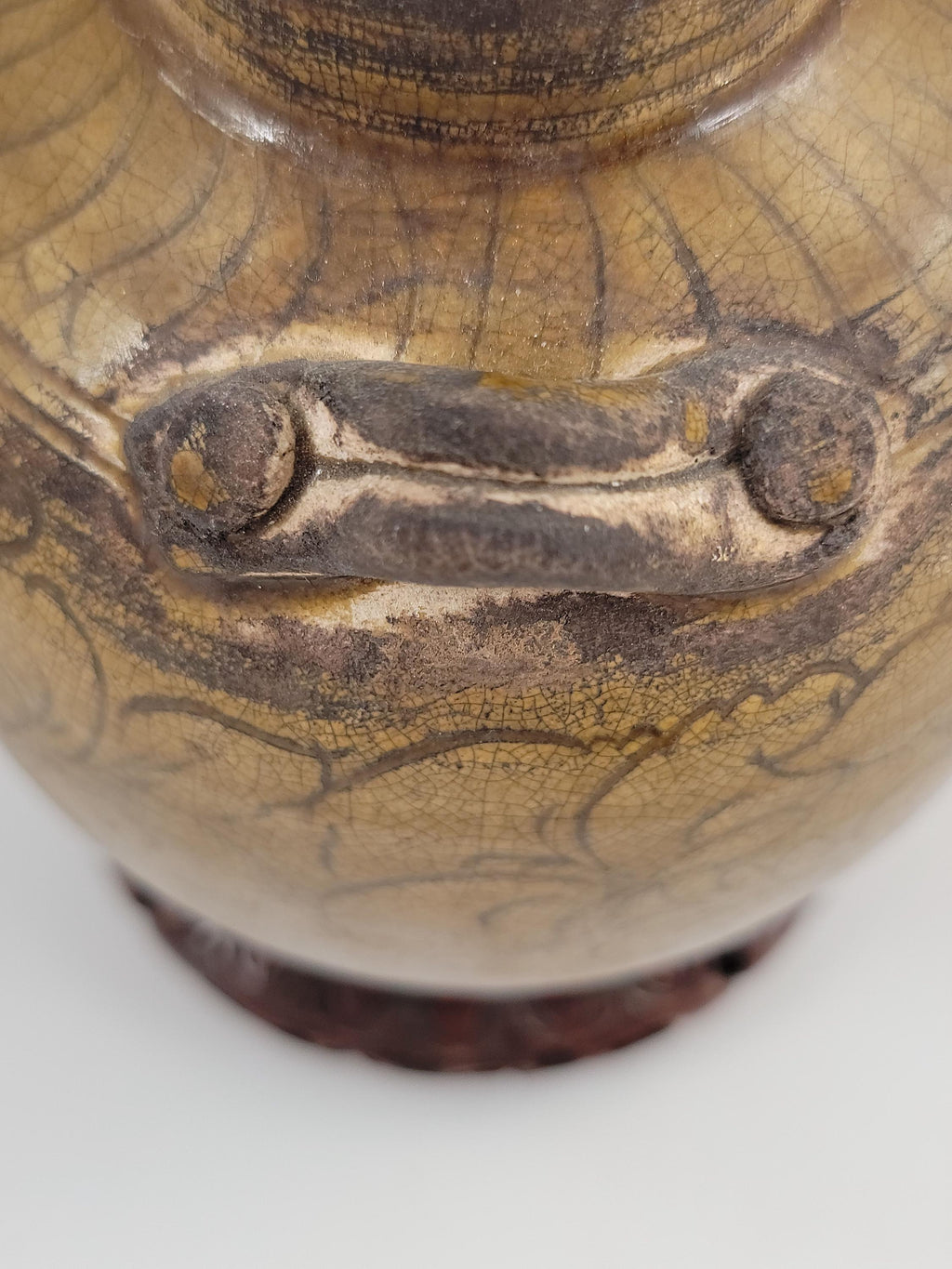 Chinese Bird Lid Jar – Antique 19thC Stoneware Vessel – Qing Dynasty Folk Pot