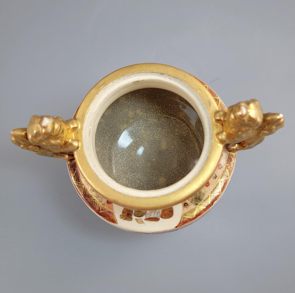 Meiji Satsuma Koro by Ippō, Gilt Shishi, Kyoto Kinkozan School, Signed, 24c