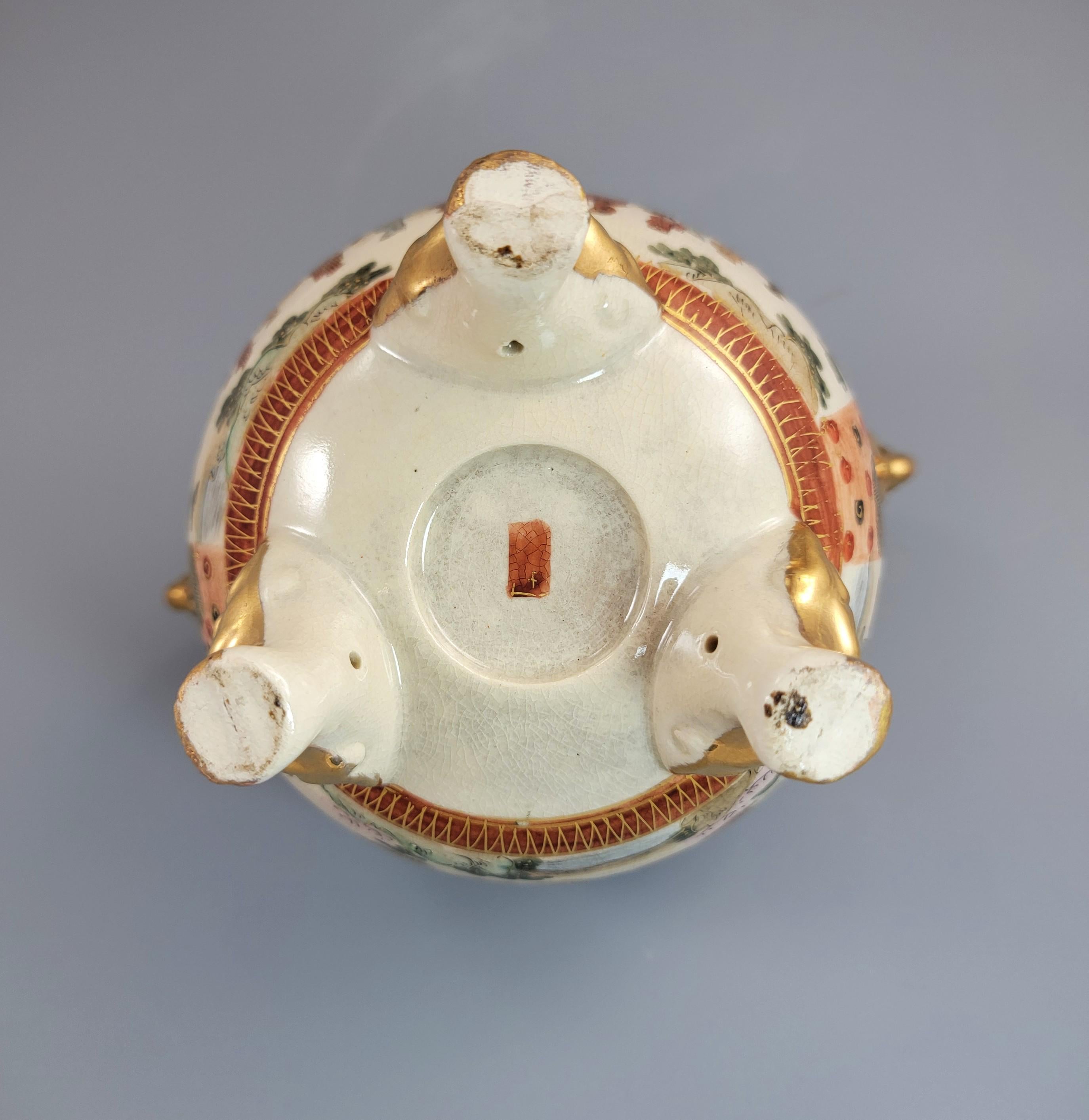 Meiji Satsuma Koro by Ippō, Gilt Shishi, Kyoto Kinkozan School, Signed, 24c