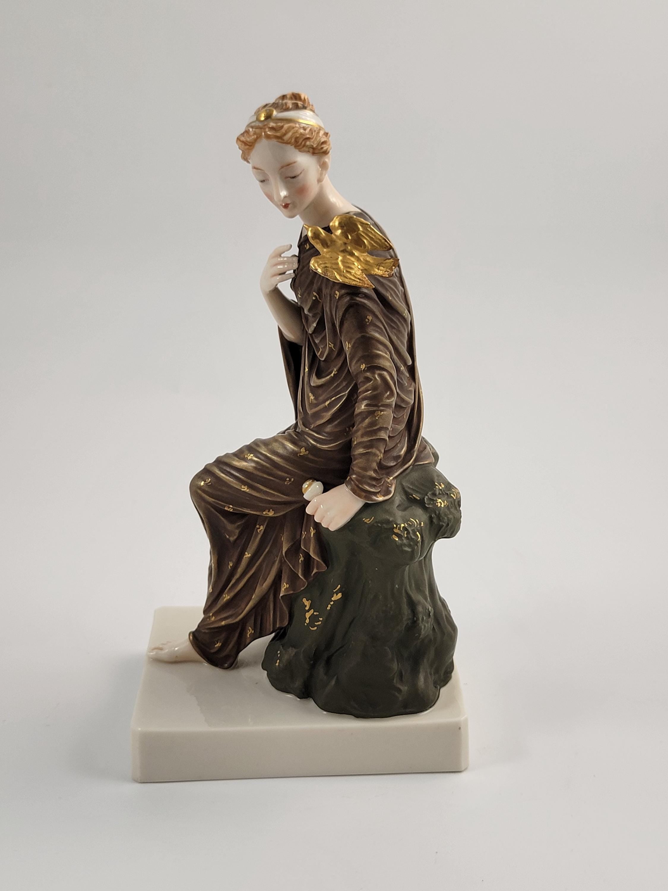 Royal Worcester Porcelain Figure, Maiden with Dove, 1880