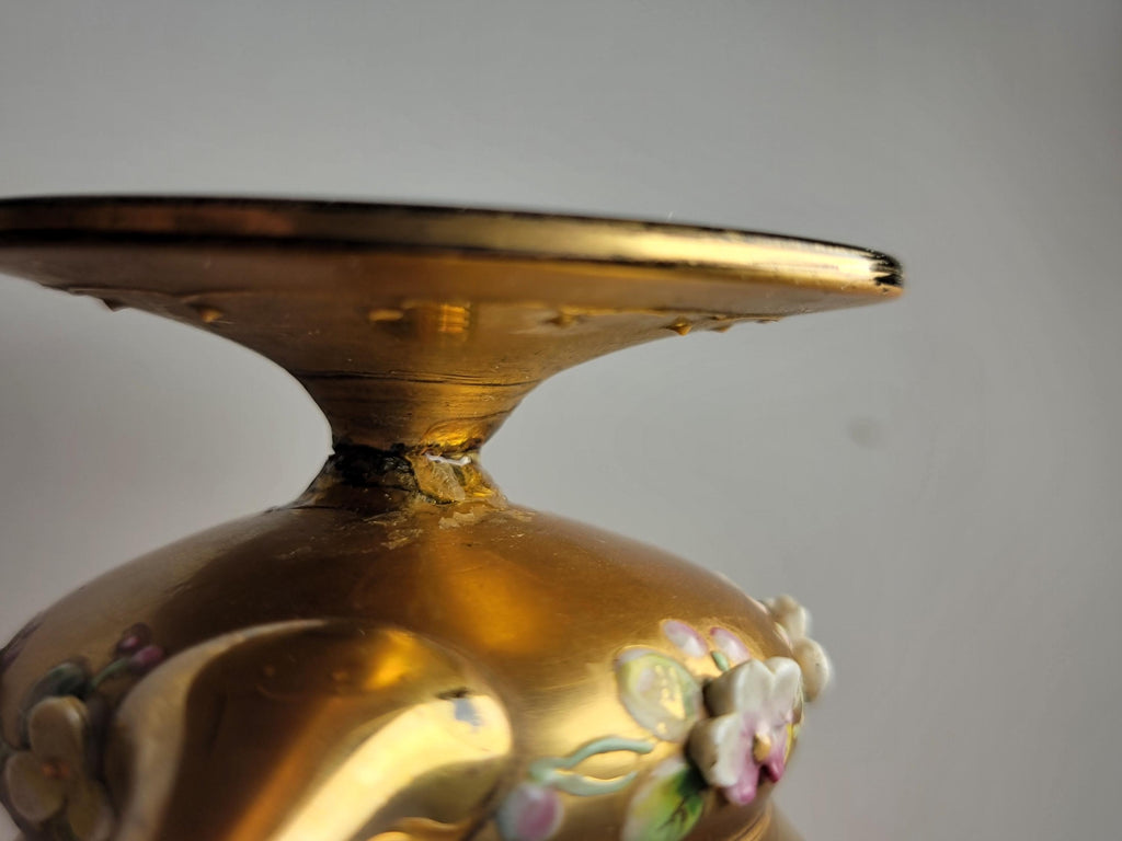 Antique Moser Tea Set: Hand-Gilded Cobalt Glass, Raised Enamel, c.1890