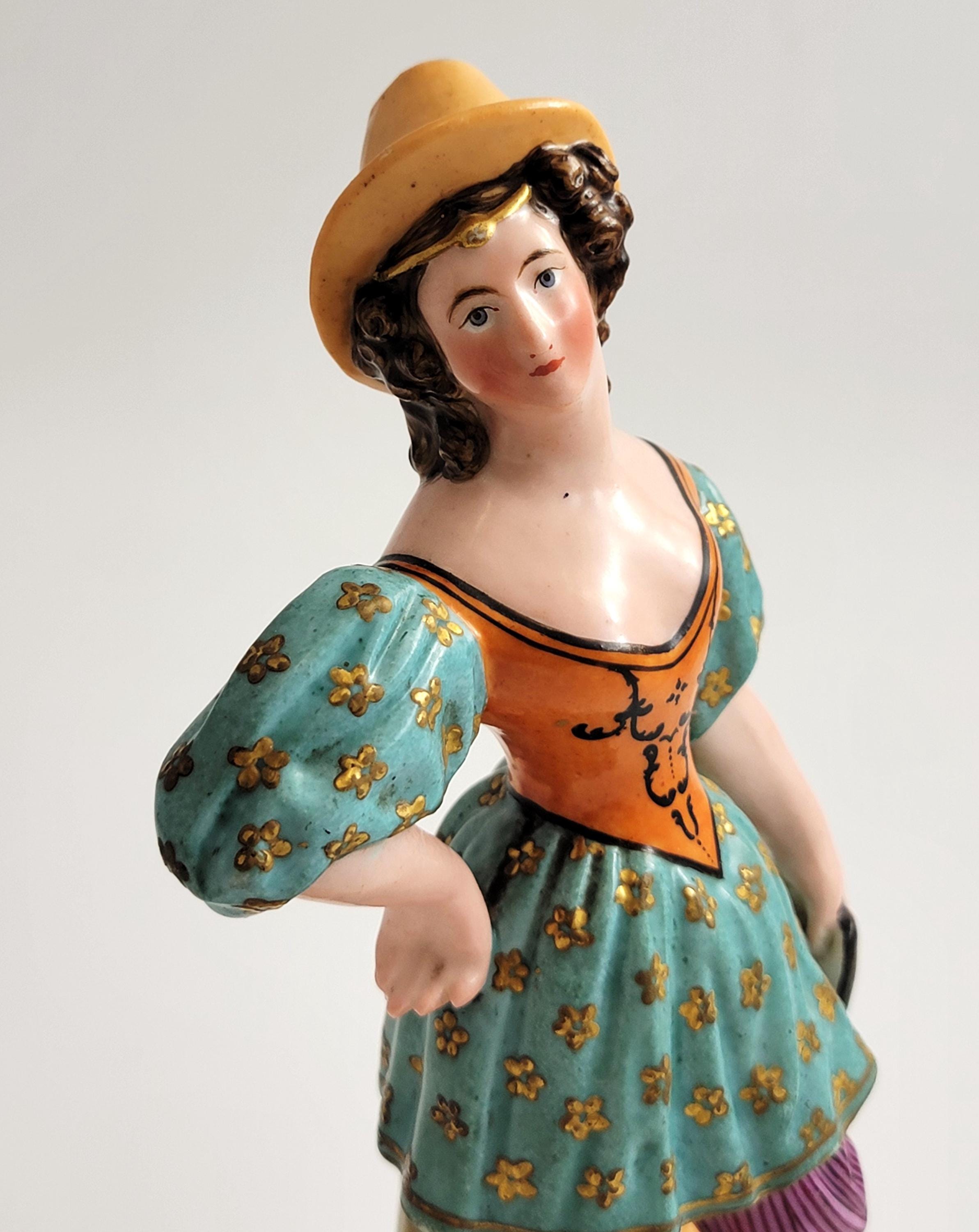 Jacob Petit Perfume Bottle, French Ceramic Figurine, Columbina, c.1830