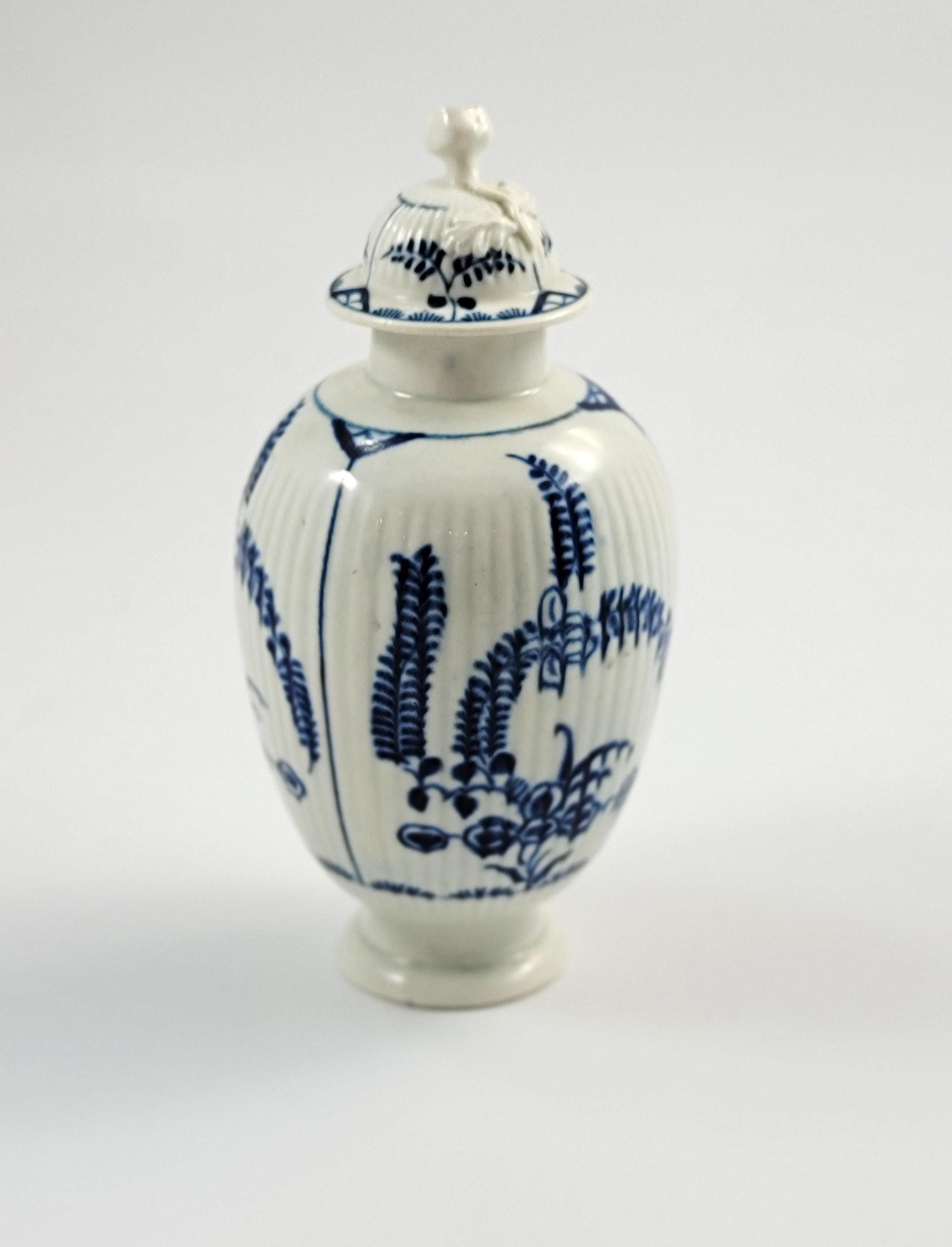 Worcester Tea Canister, c.1775, English Blue and White Porcelain, First Period