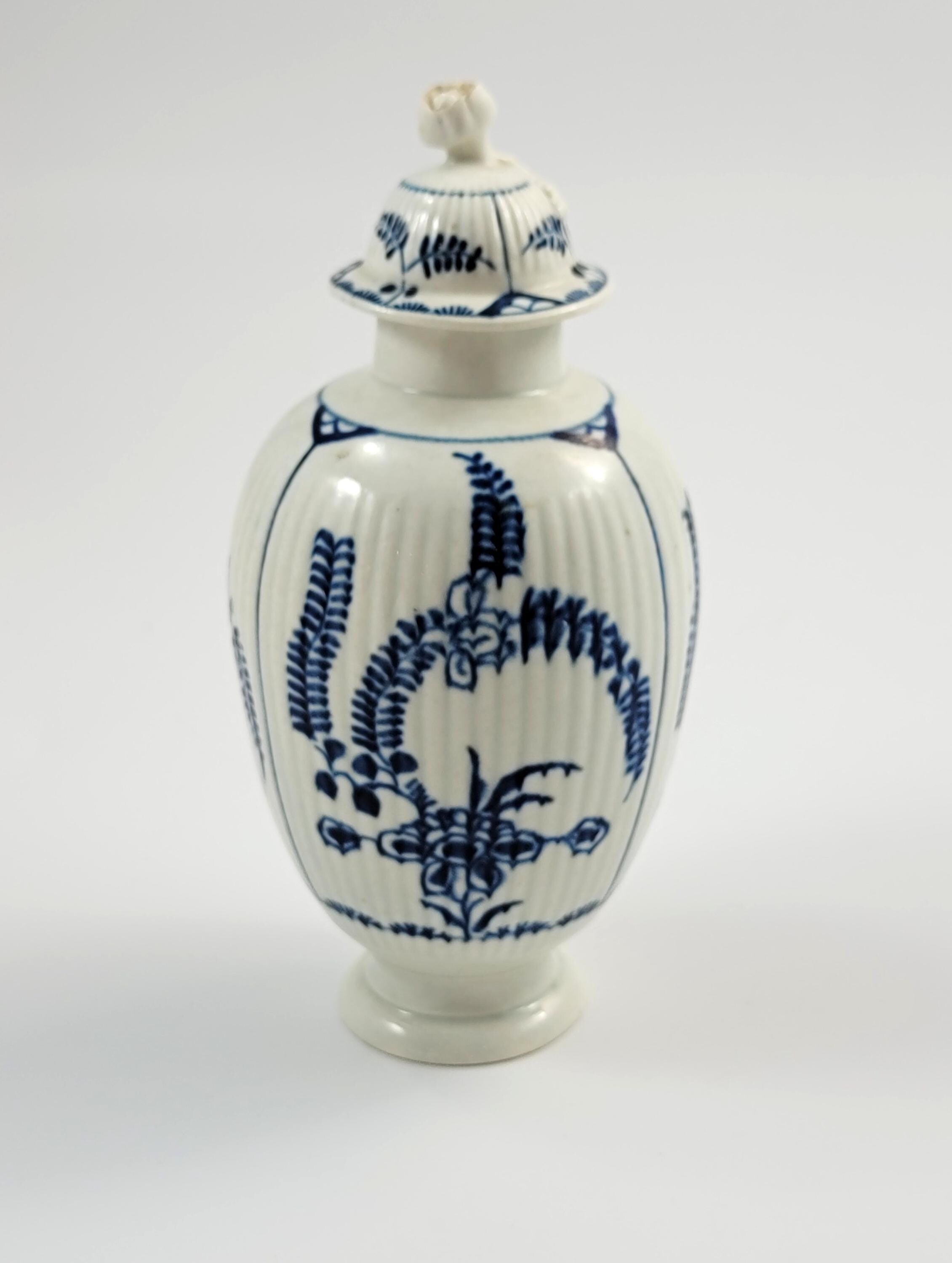 Worcester Tea Canister, c.1775, English Blue and White Porcelain, First Period