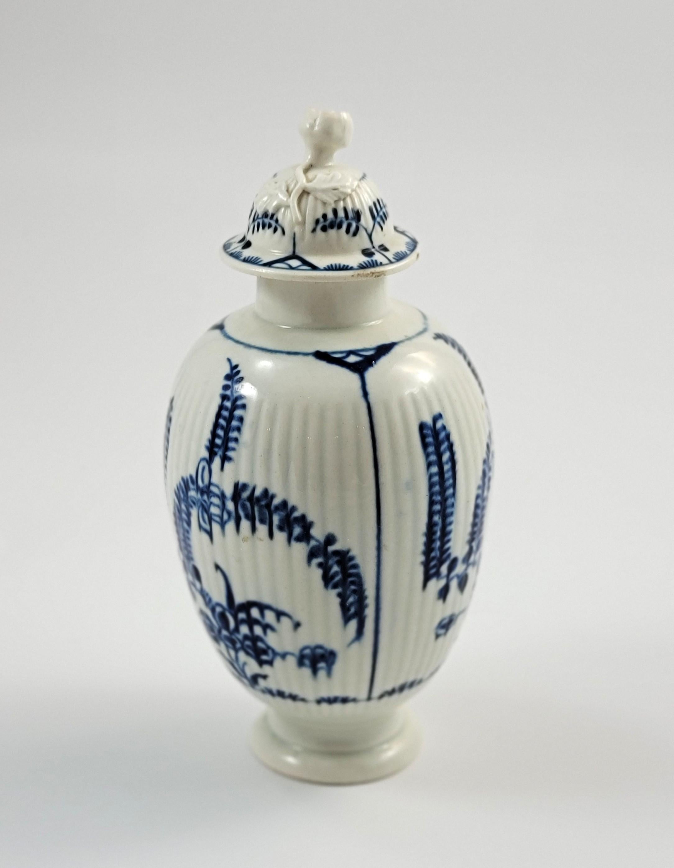 Worcester Tea Canister, c.1775, English Blue and White Porcelain, First Period
