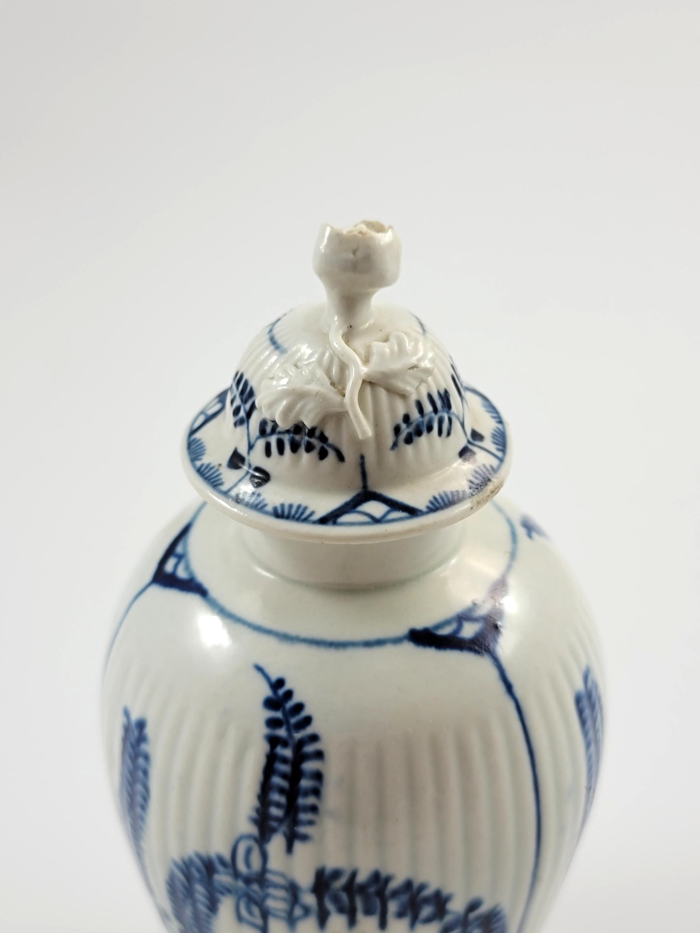 Worcester Tea Canister, c.1775, English Blue and White Porcelain, First Period