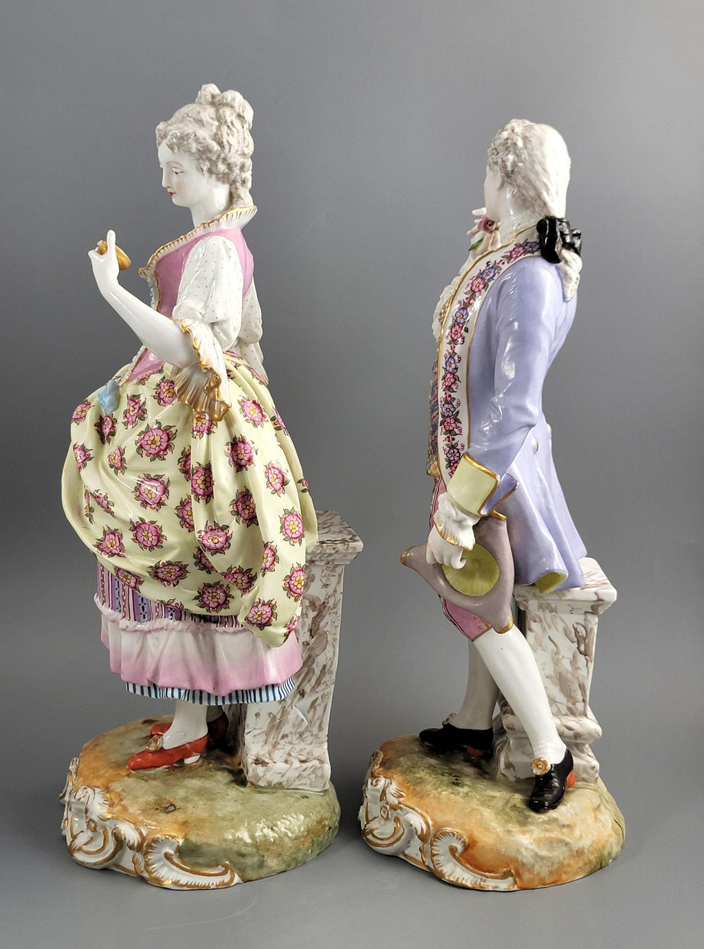 Rare 18th Century German Porcelain Figures: Rococo Style Pair