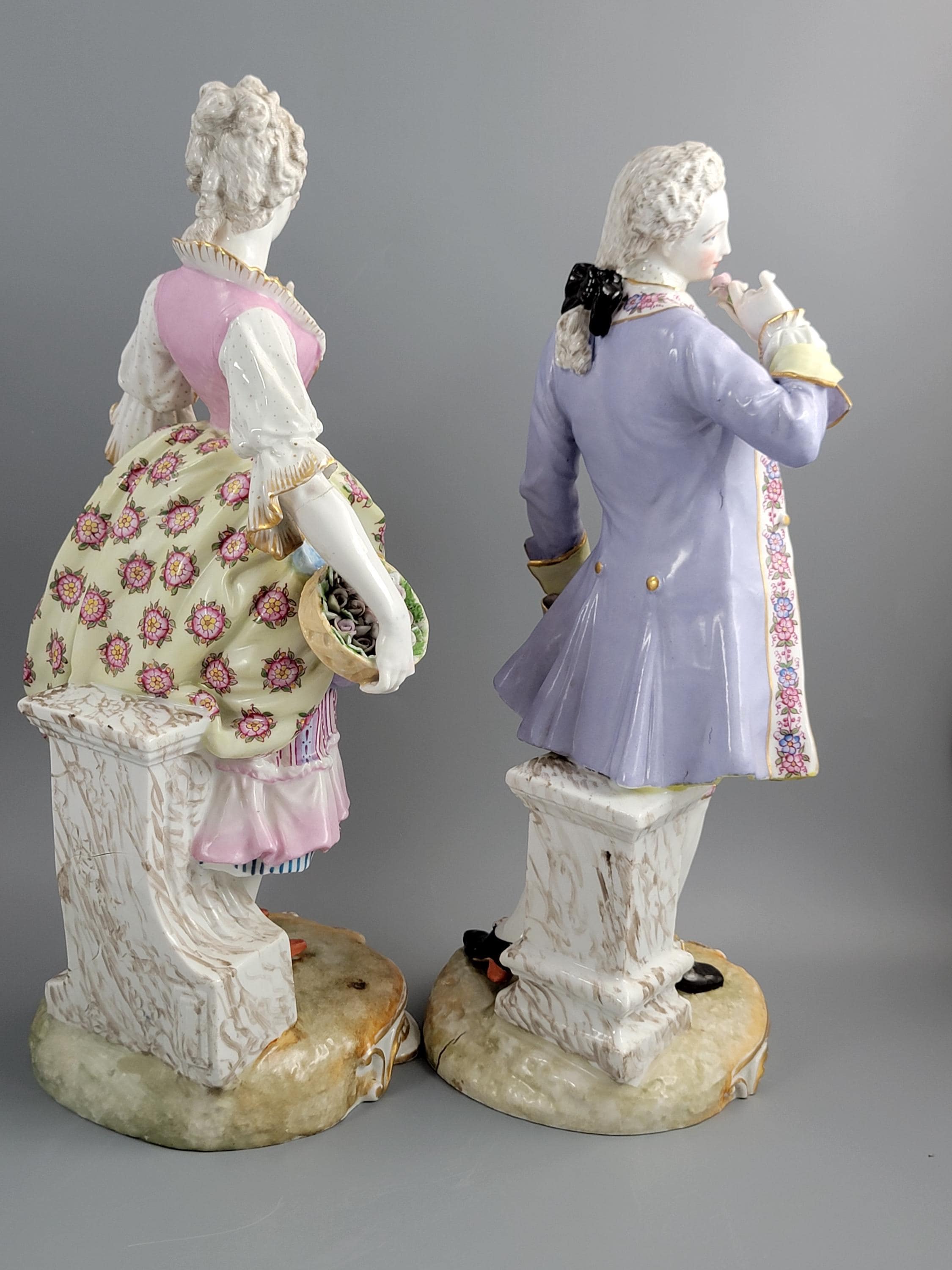 Rare 18th Century German Porcelain Figures: Rococo Style Pair