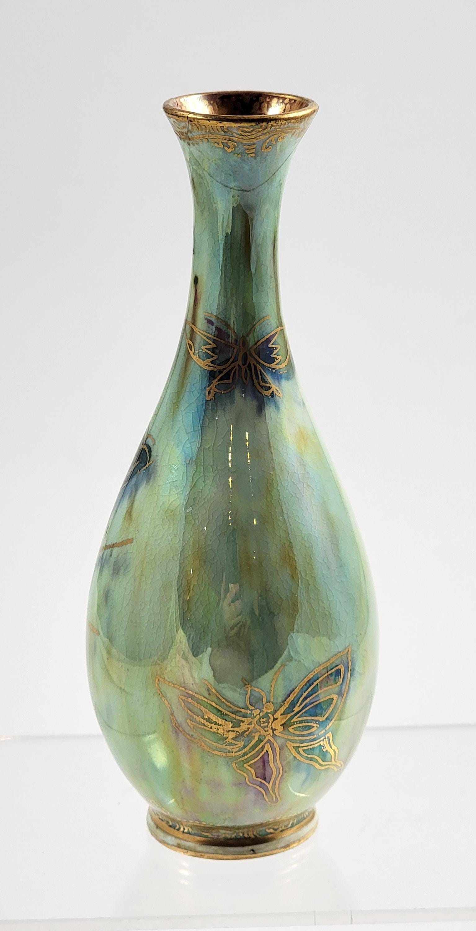 Makeig-Jones Wedgwood Lustre Vase Z4832, Butterflies, Rare