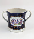 Antique Staffordshire Pearlware Mug: Chinoiserie Transfer, Cobalt & Gilt, c.1820