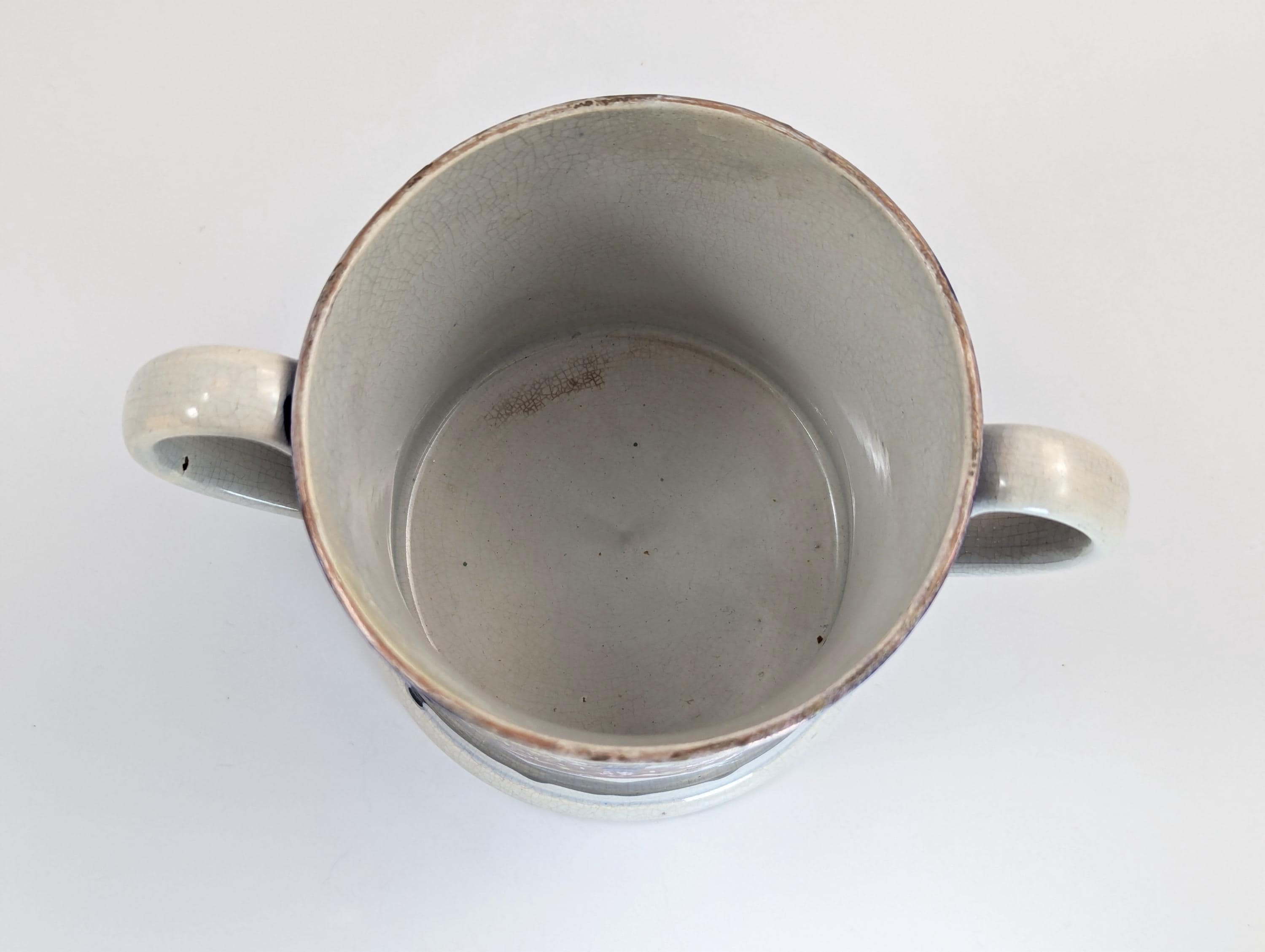Antique Staffordshire Pearlware Mug: Chinoiserie Transfer, Cobalt & Gilt, c.1820