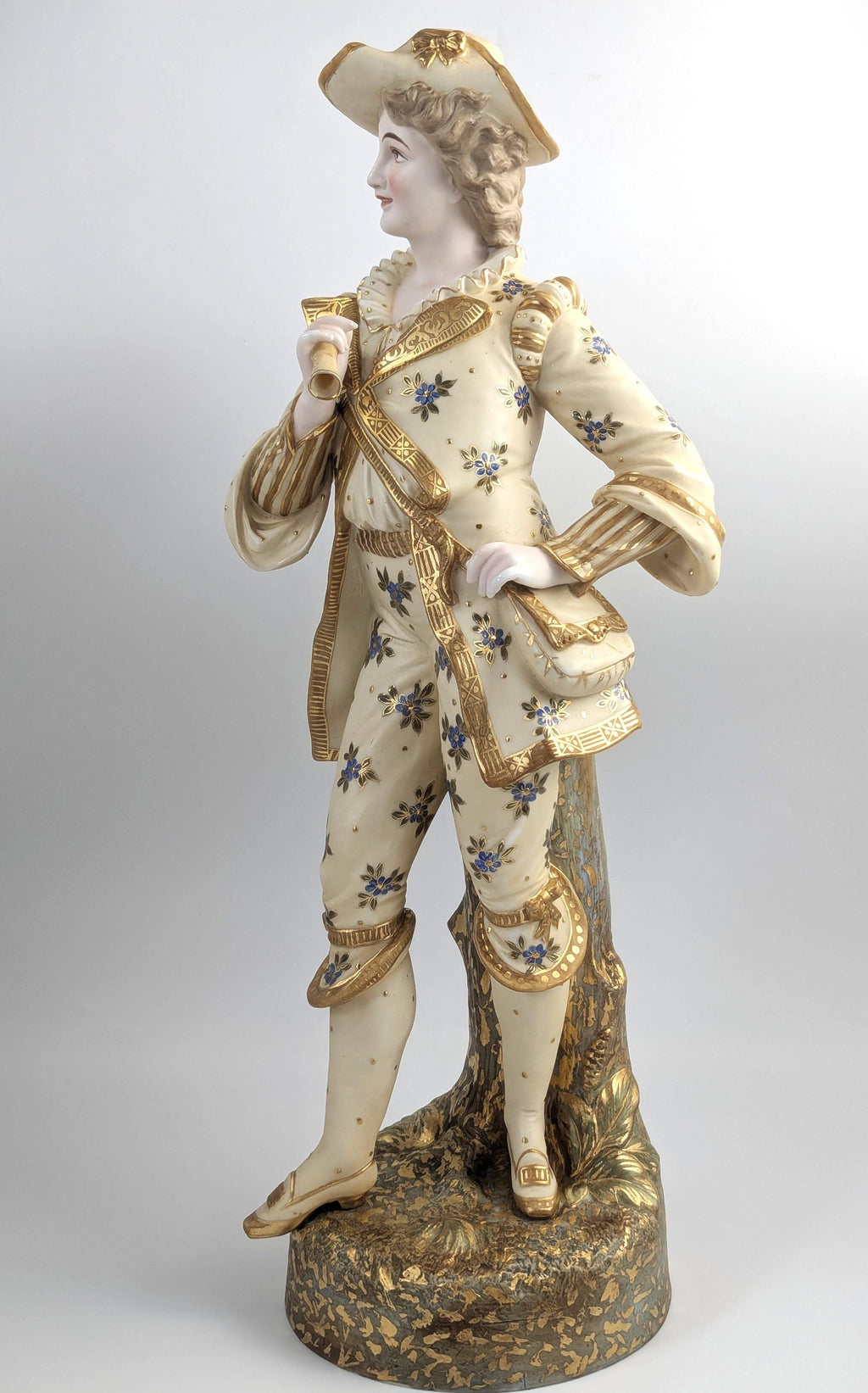 Dresden Style Porcelain Figurine, Gilt & Floral, c.1900, Thuringia/Italy, 51cm