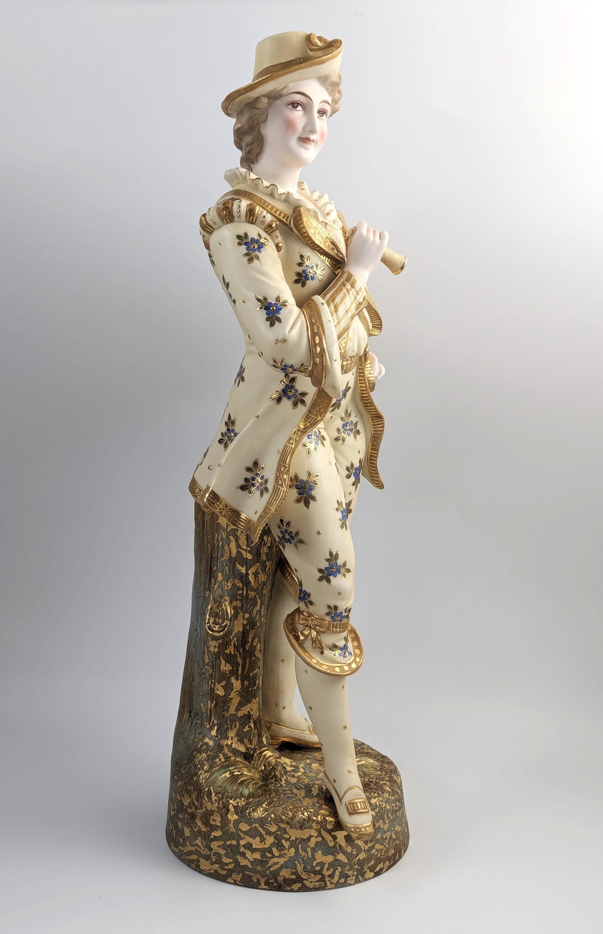 Dresden Style Porcelain Figurine, Gilt & Floral, c.1900, Thuringia/Italy, 51cm