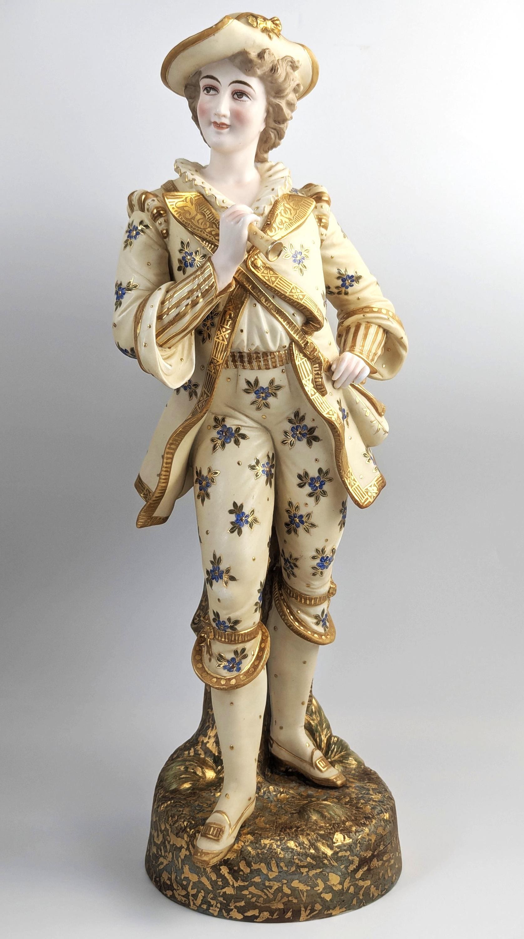 Dresden Style Porcelain Figurine, Gilt & Floral, c.1900, Thuringia/Italy, 51cm