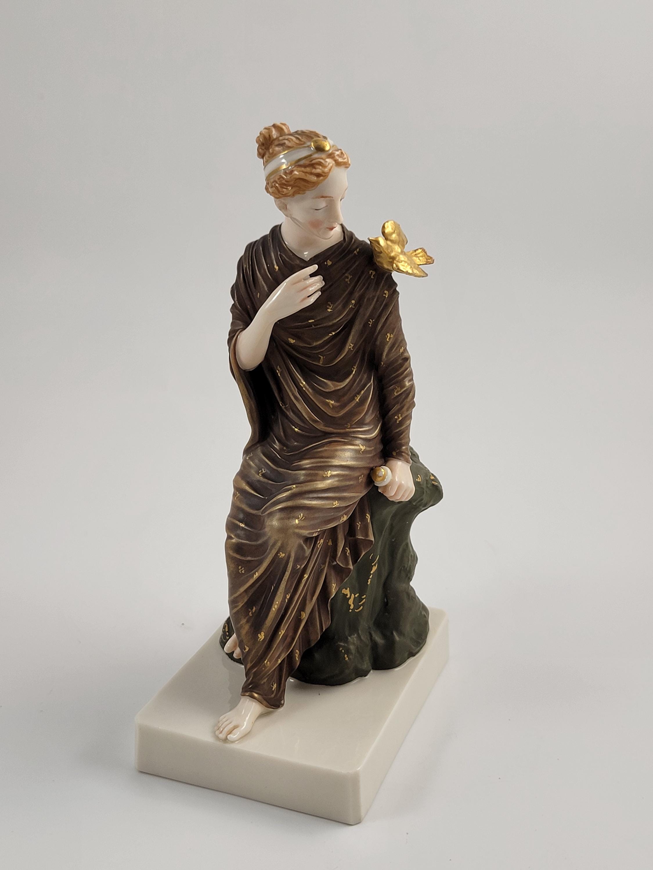 Royal Worcester Porcelain Figure, Maiden with Dove, 1880