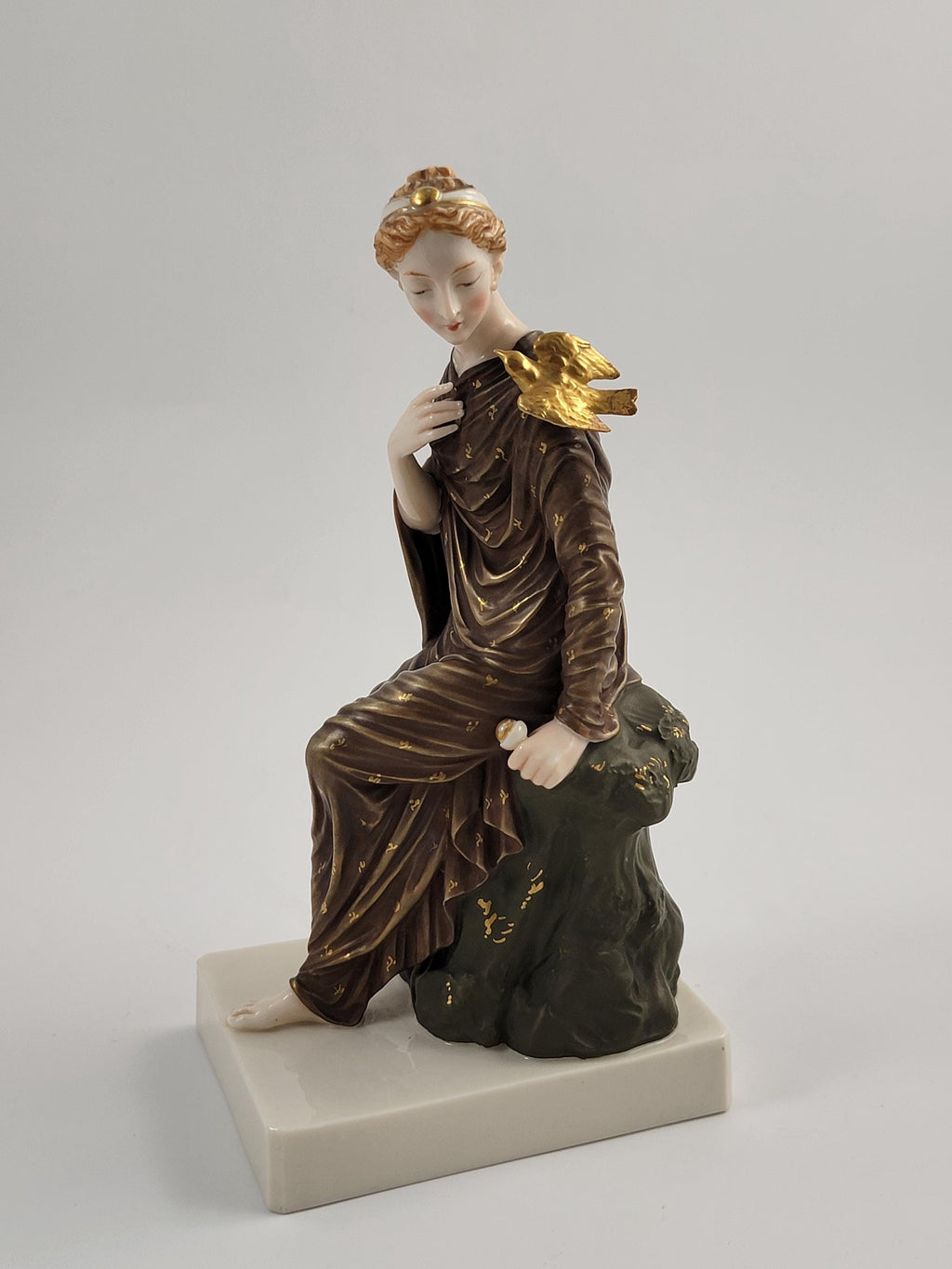 Royal Worcester Porcelain Figure, Maiden with Dove, 1880