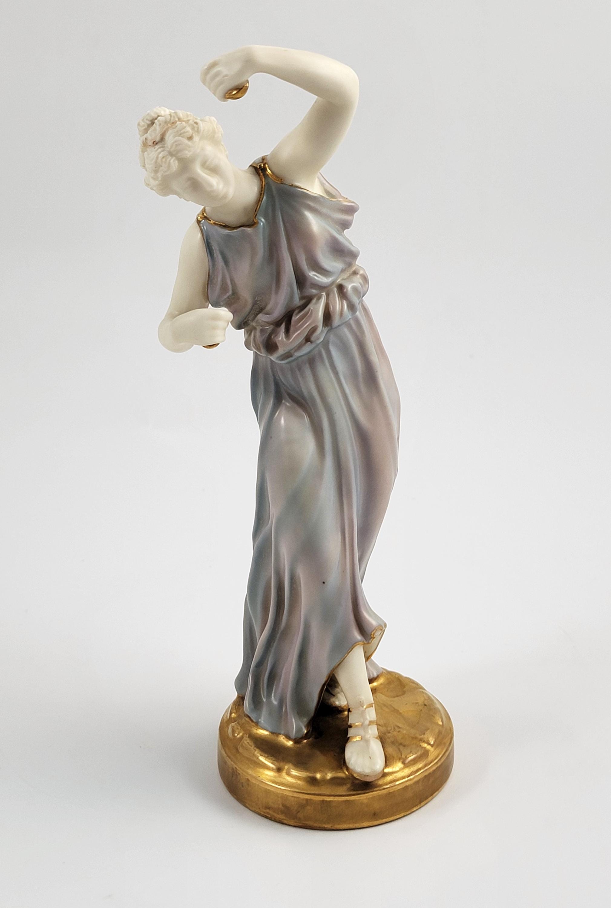 Rare Royal Worcester Porcelain Figurine of a Dancing, Lustrous Dark Glaze