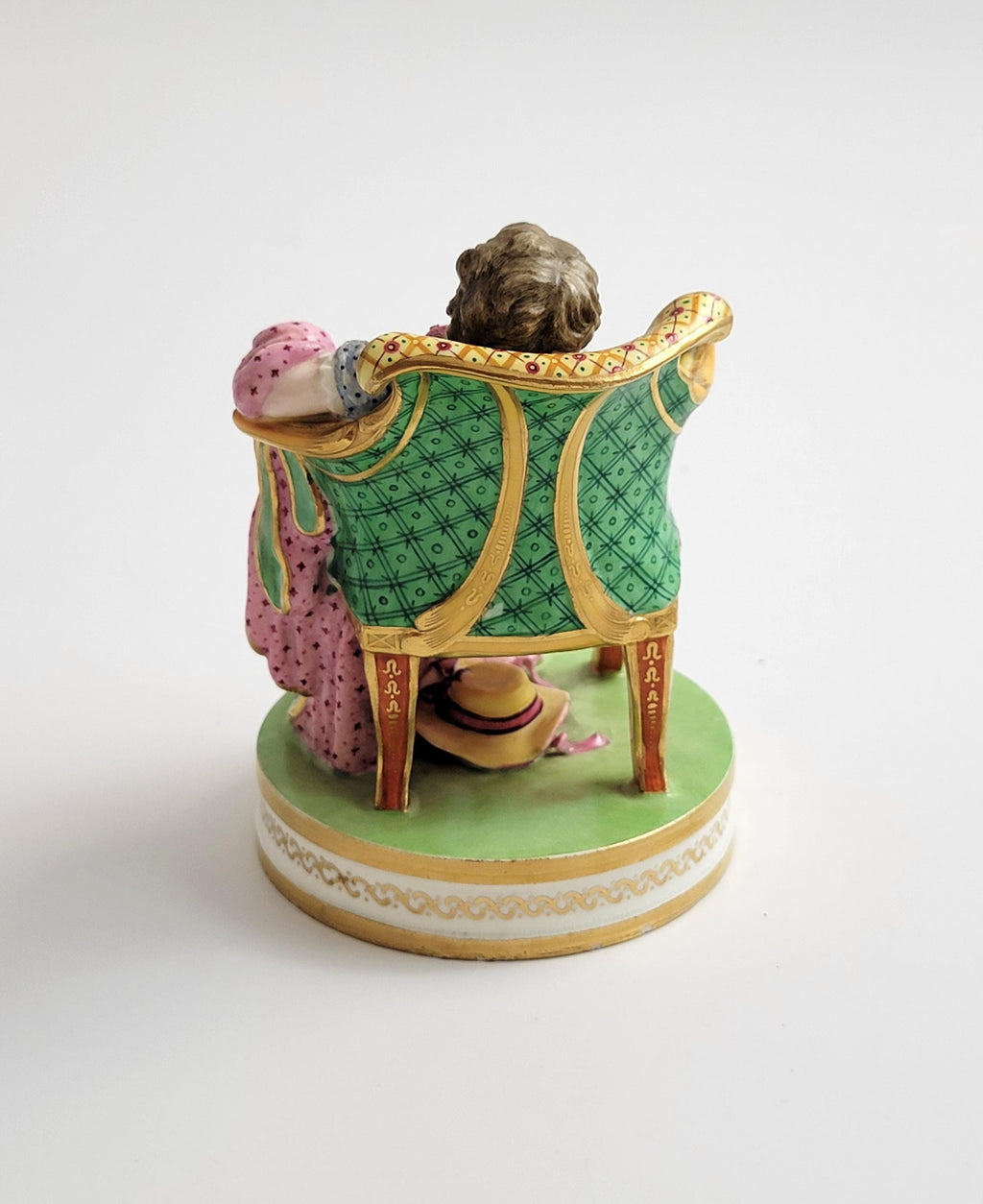 Rare Minton Porcelain Figure Girl in Louis XVI Chair, Shape No.125, Mid 19th Century