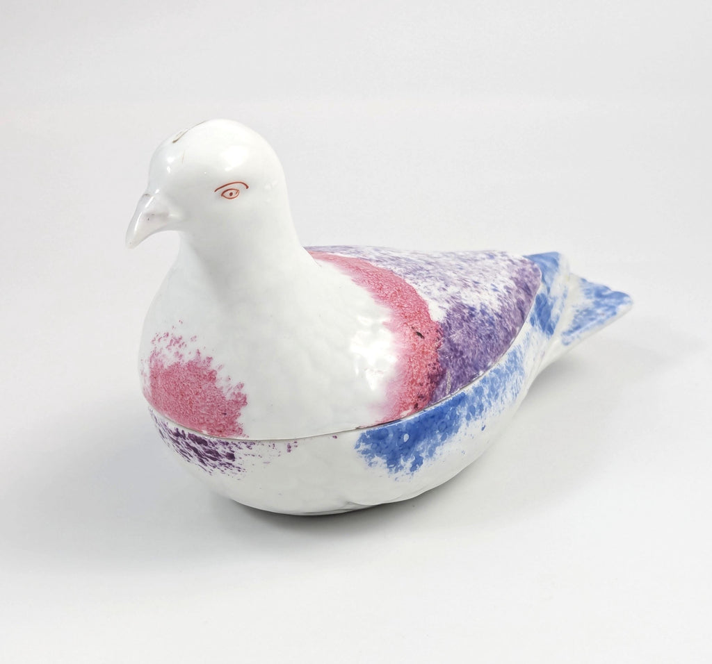 Russian Kuznetsov Porcelain Bird Butter Dish, Antique Imperial, c.1880