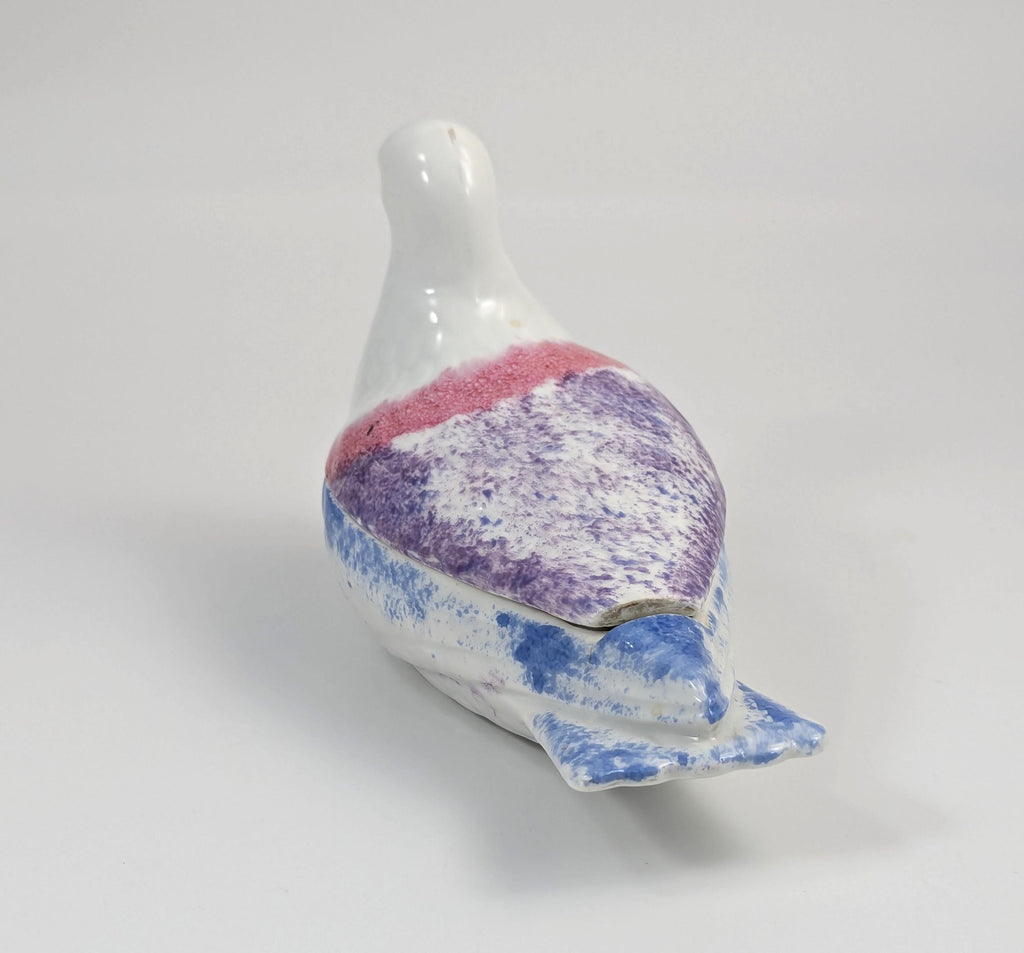 Russian Kuznetsov Porcelain Bird Butter Dish, Antique Imperial, c.1880