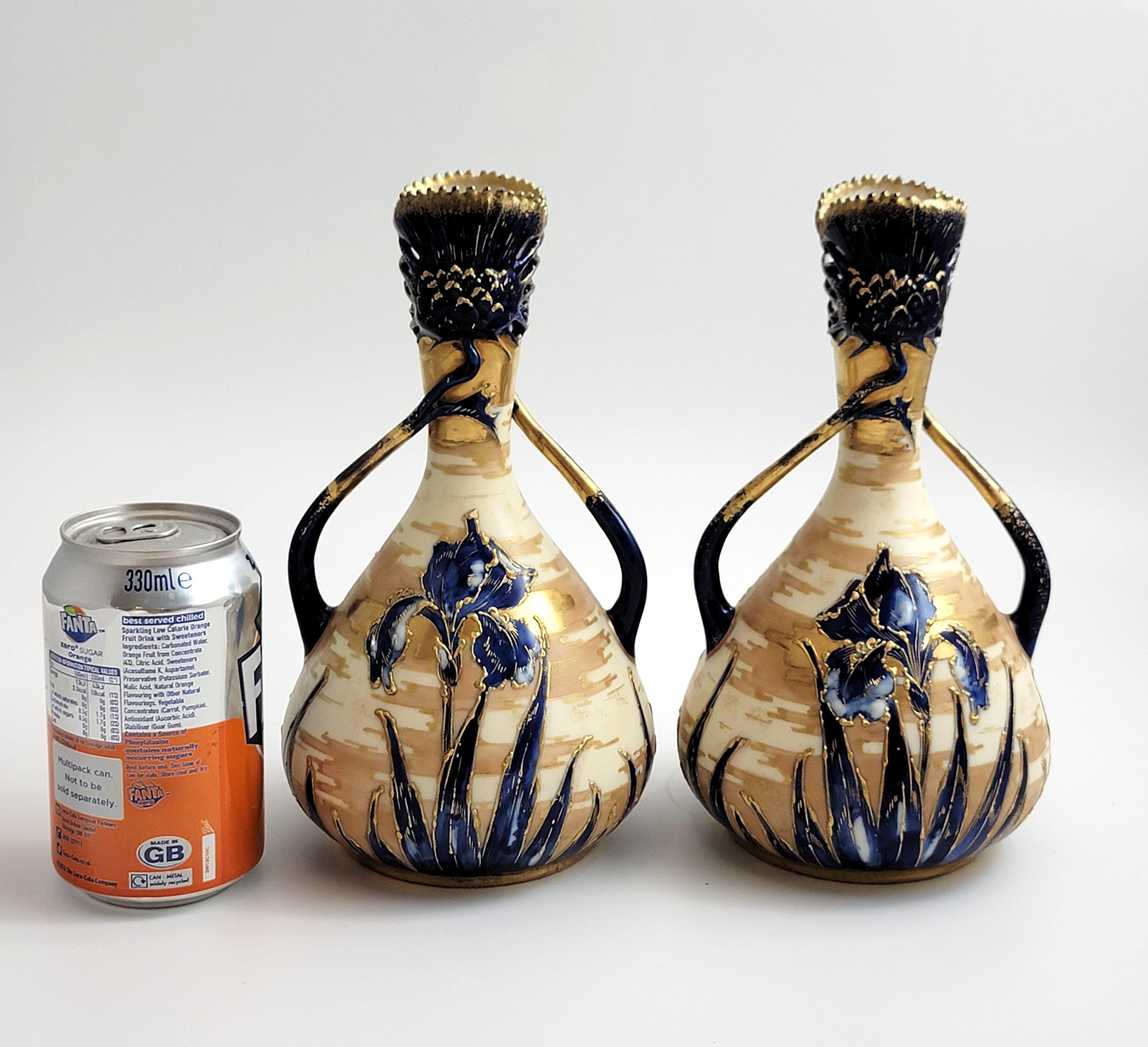 Antique Pair of Art Nouveau Porcelain Vases, Decorated by Ernst Wahliss, c. 1895