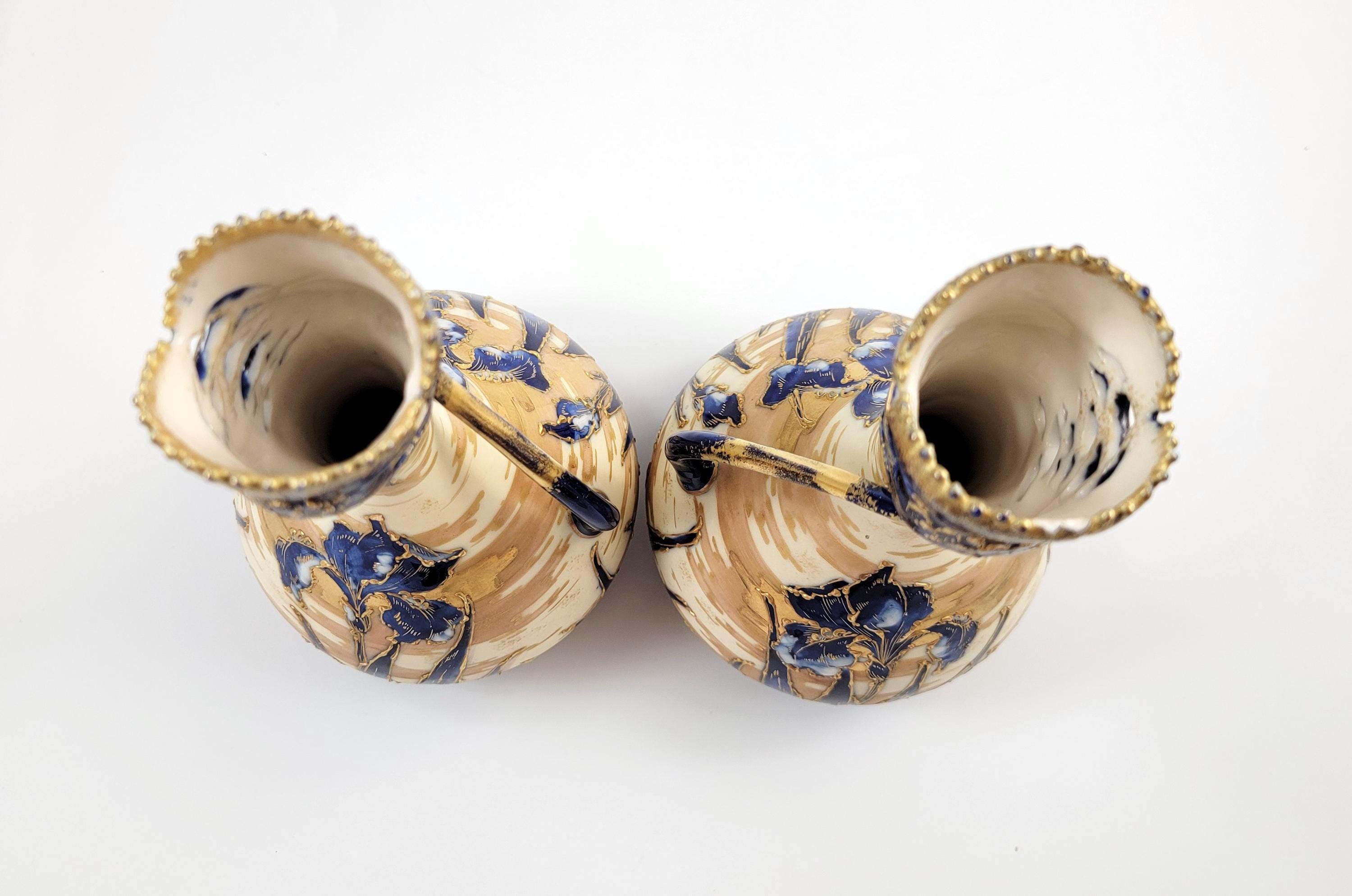 Antique Pair of Art Nouveau Porcelain Vases, Decorated by Ernst Wahliss, c. 1895