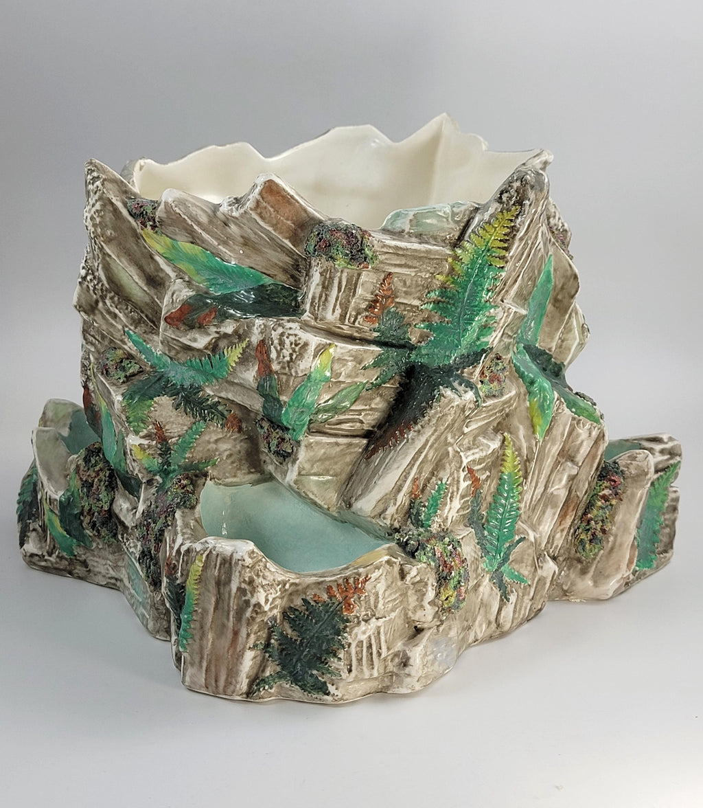 Royal Worcester Majolica Fern Rockwork Jardiniere, England, c.1866, Rare Victorian