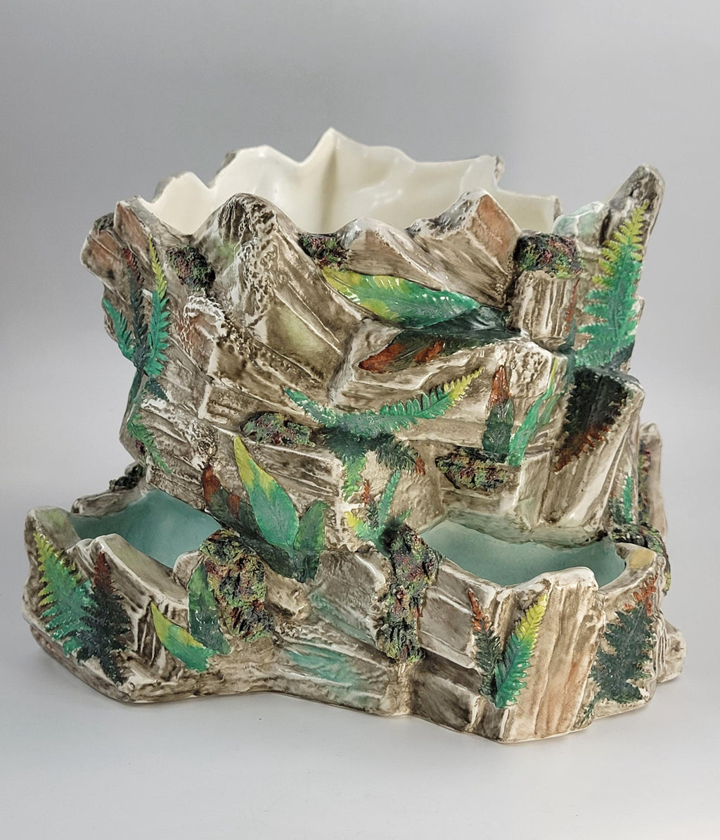 Royal Worcester Majolica Fern Rockwork Jardiniere, England, c.1866, Rare Victorian
