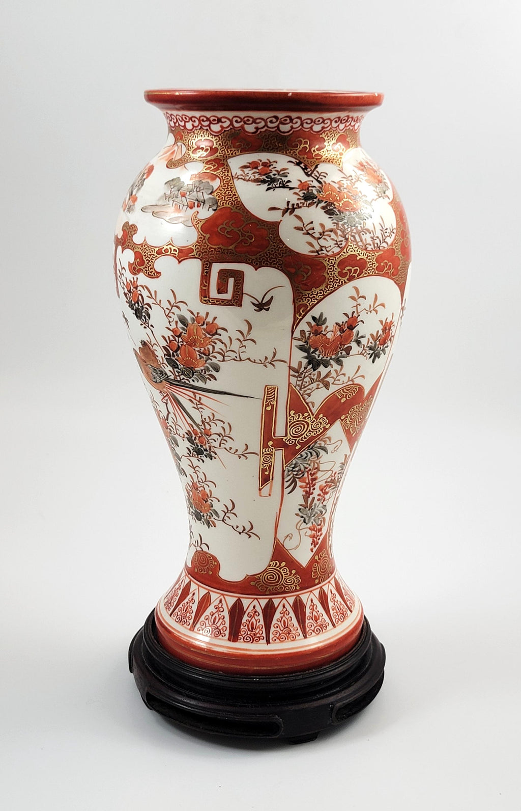 Rare Kutani Vase, Kinrin Workshop, Kaga, Japan, c.1890, Original Stand
