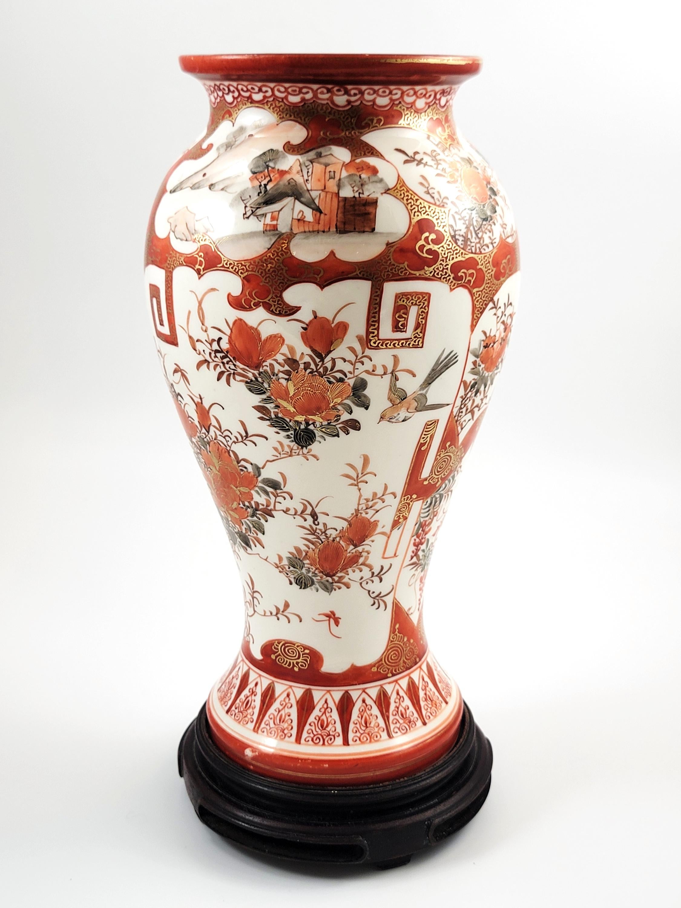 Rare Kutani Vase, Kinrin Workshop, Kaga, Japan, c.1890, Original Stand