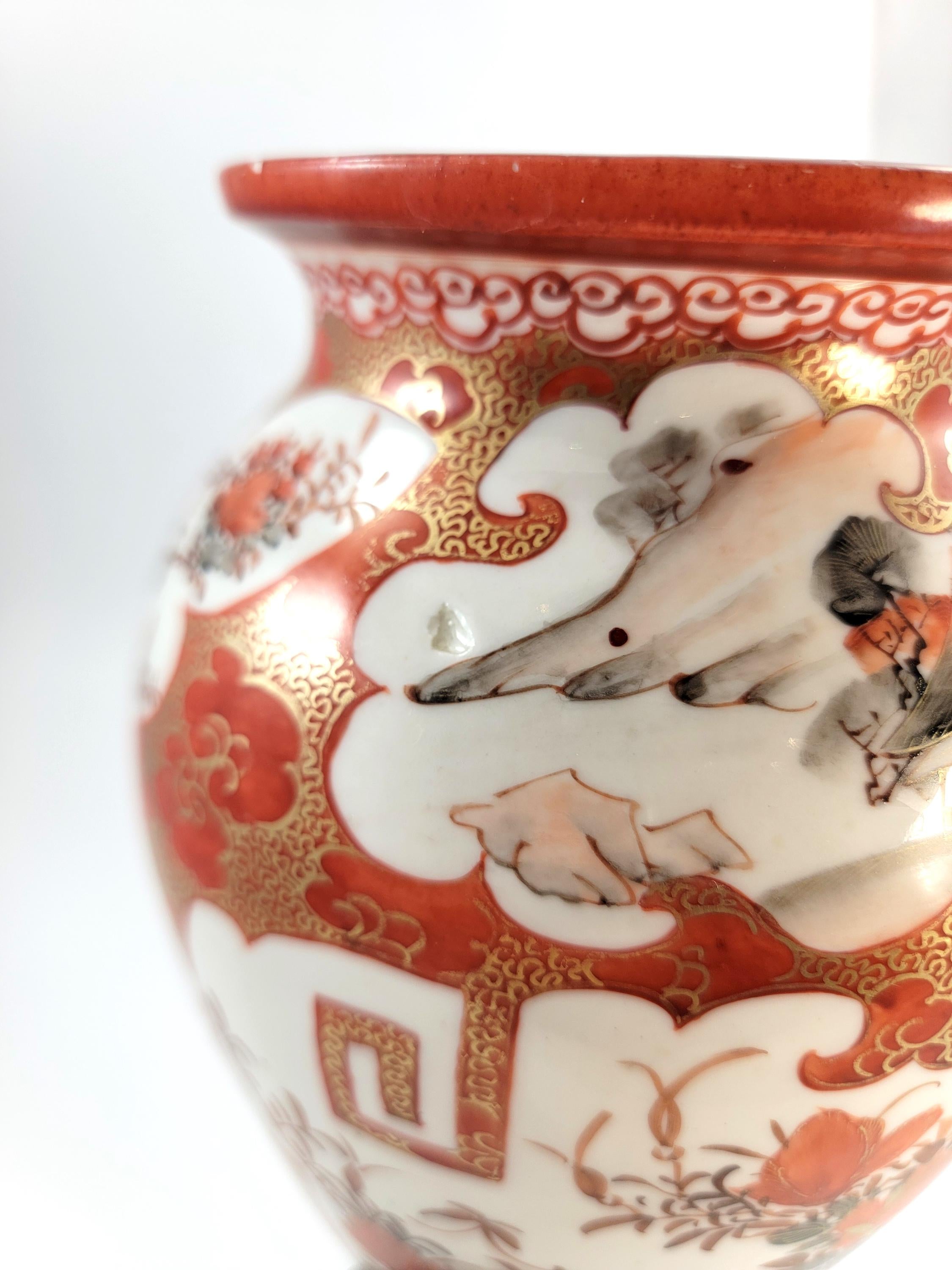 Rare Kutani Vase, Kinrin Workshop, Kaga, Japan, c.1890, Original Stand