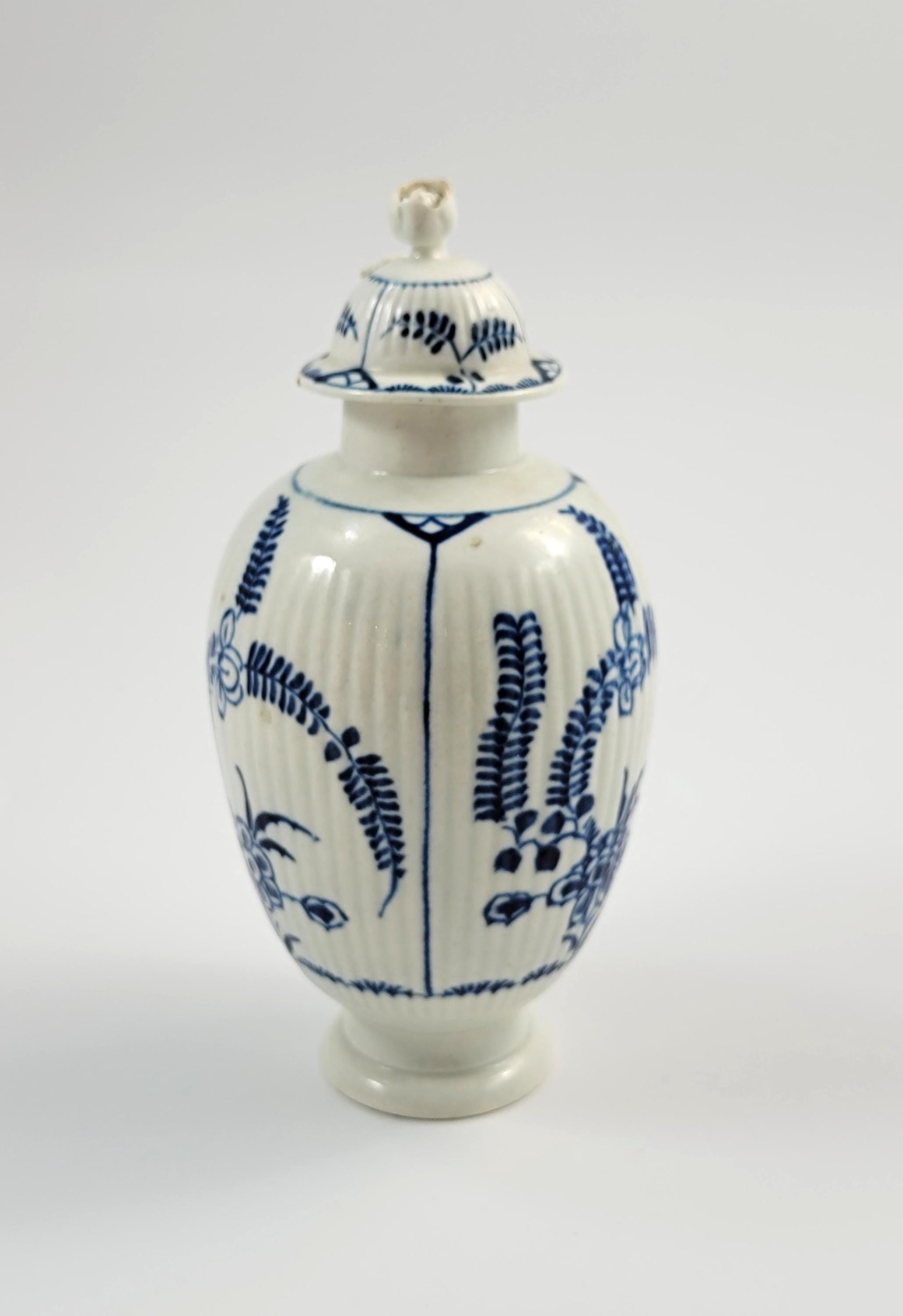 Worcester Tea Canister, c.1775, English Blue and White Porcelain, First Period