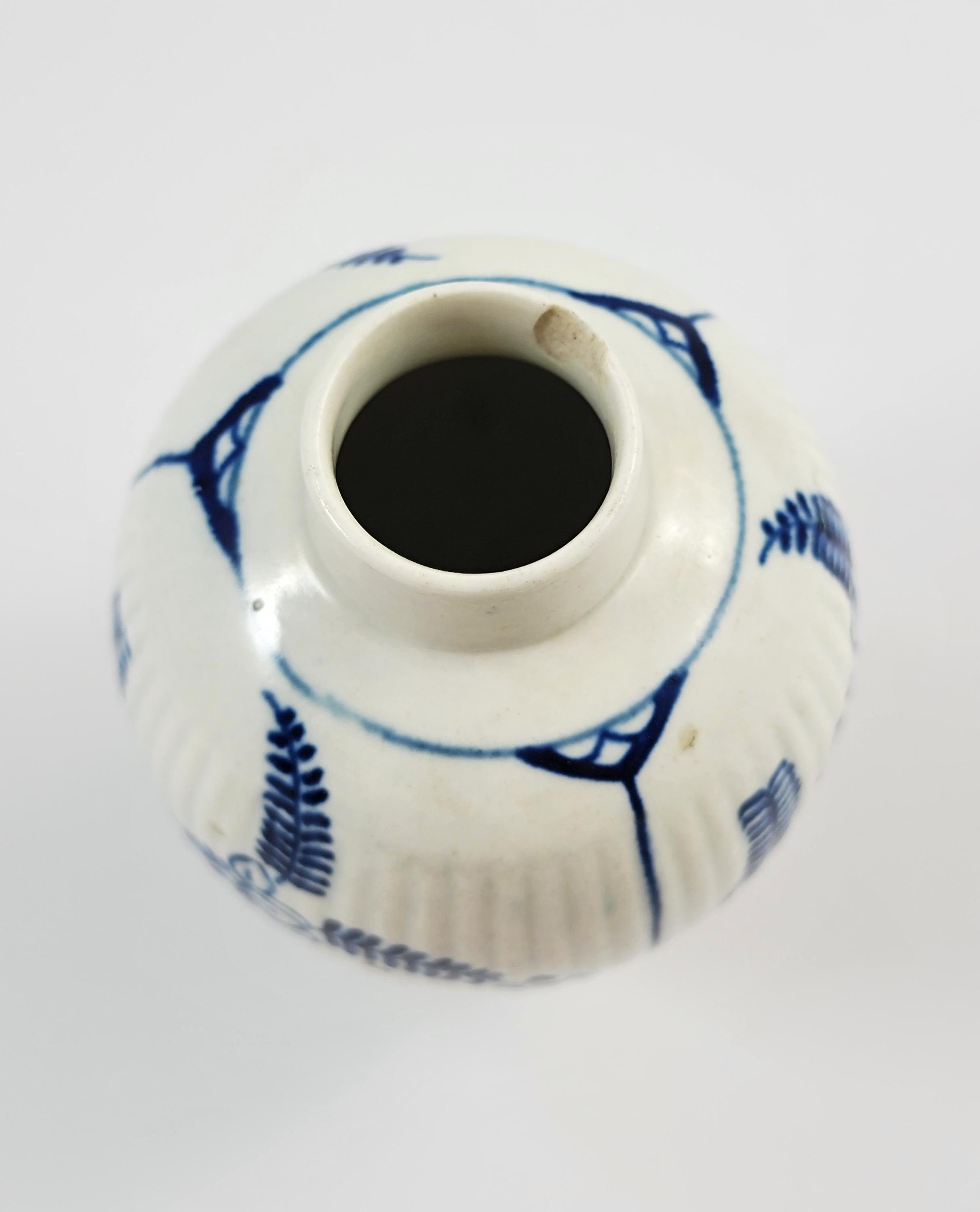 Worcester Tea Canister, c.1775, English Blue and White Porcelain, First Period