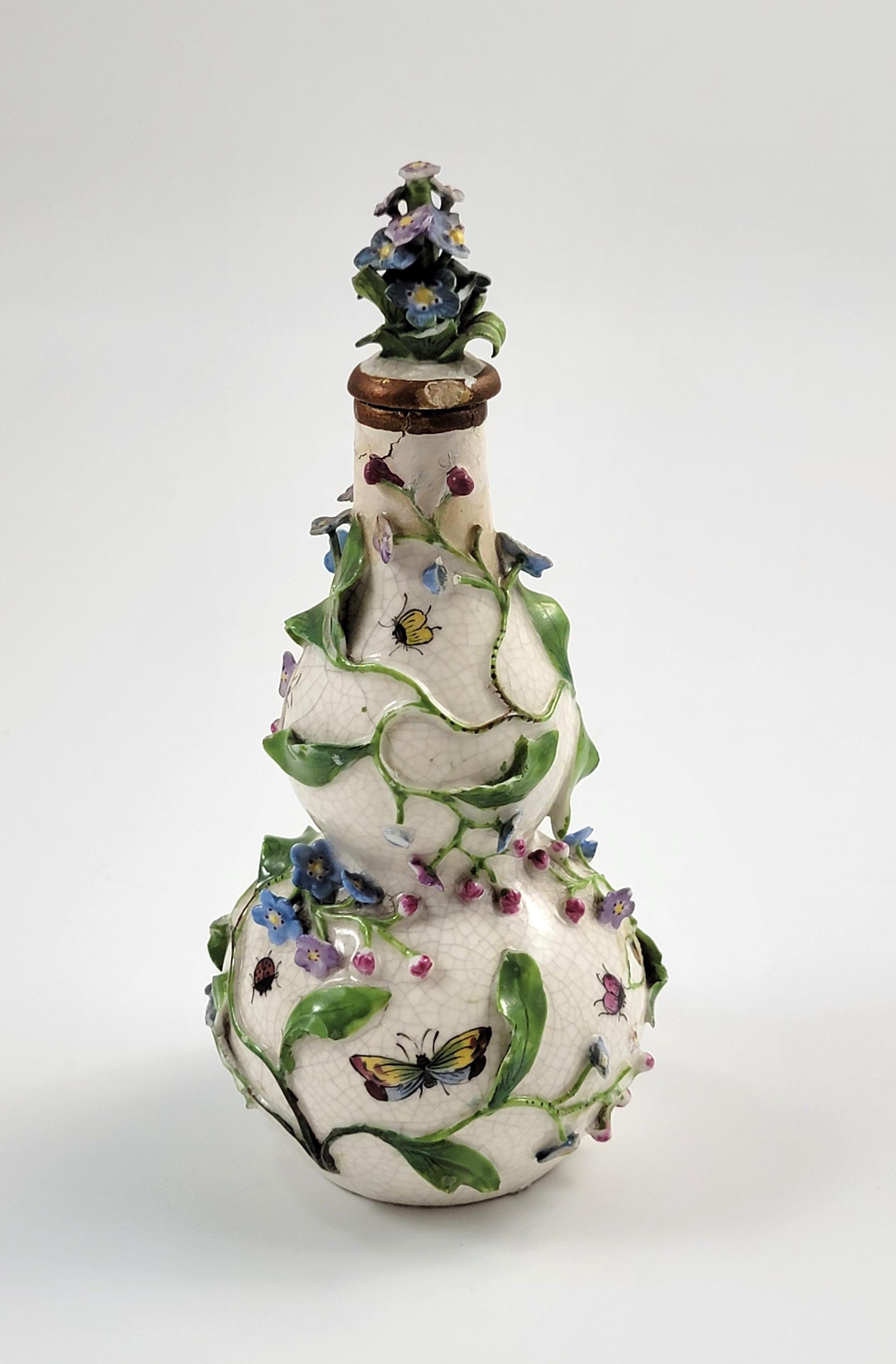 Forget-me-not Gourd-Form Porcelain Scent Bottle, Meissen or Dresden, c.1850
