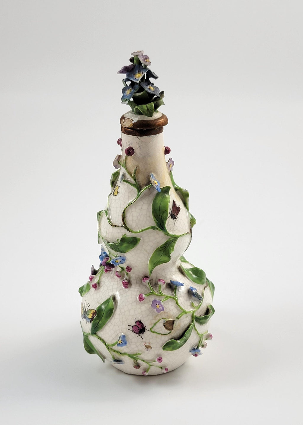 Forget-me-not Gourd-Form Porcelain Scent Bottle, Meissen or Dresden, c.1850