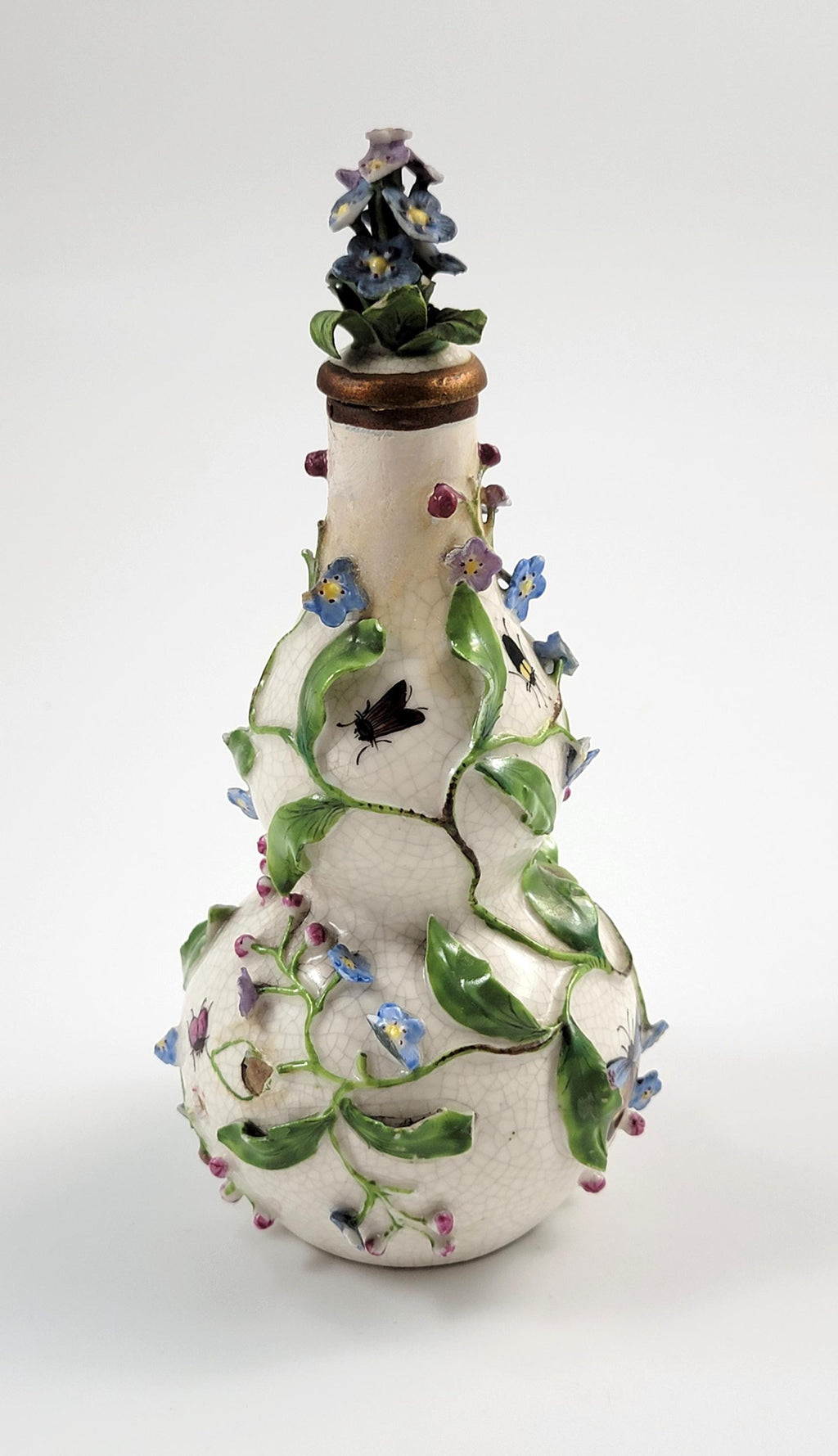 Forget-me-not Gourd-Form Porcelain Scent Bottle, Meissen or Dresden, c.1850