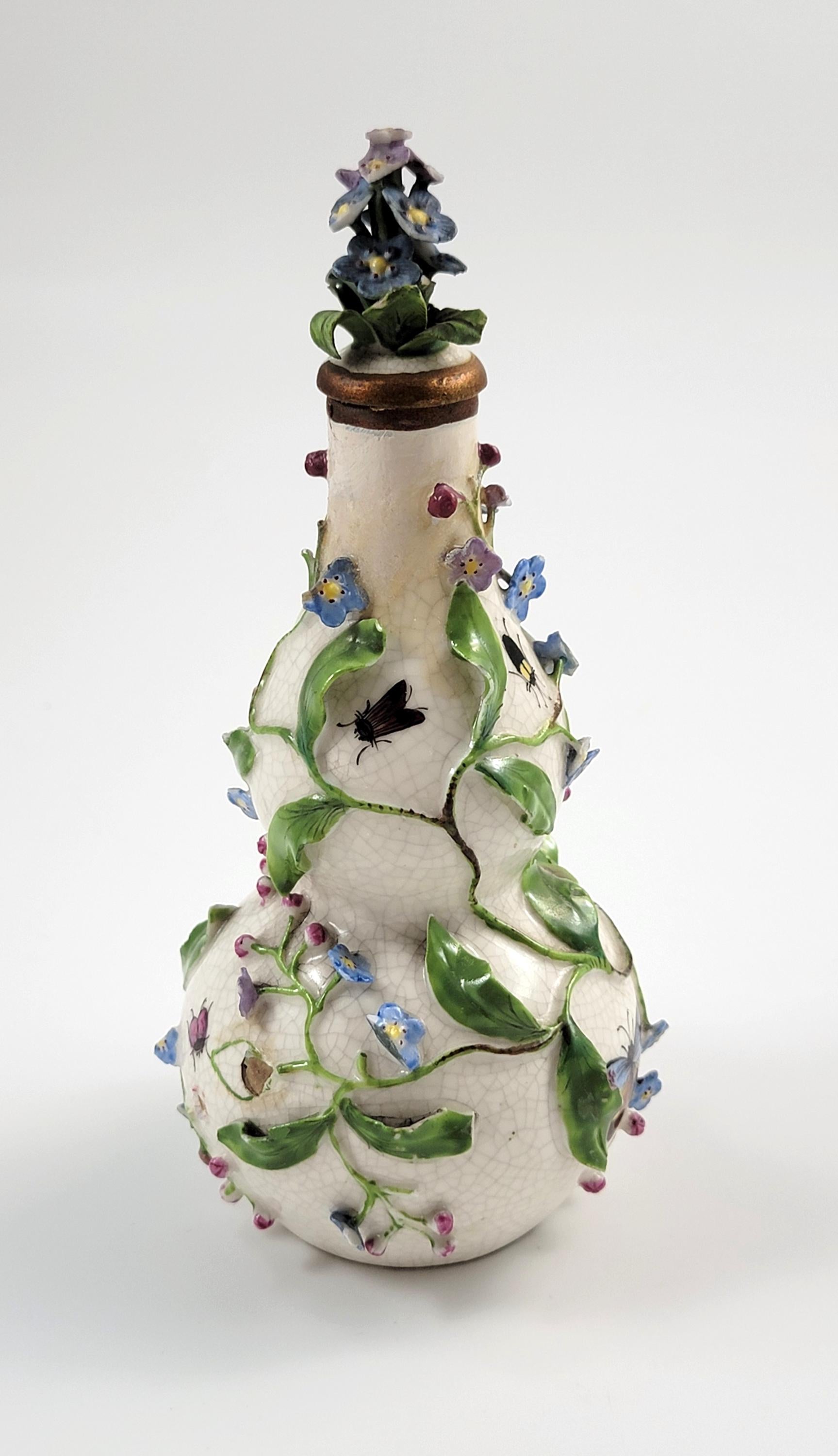 Forget-me-not Gourd-Form Porcelain Scent Bottle, Meissen or Dresden, c.1850