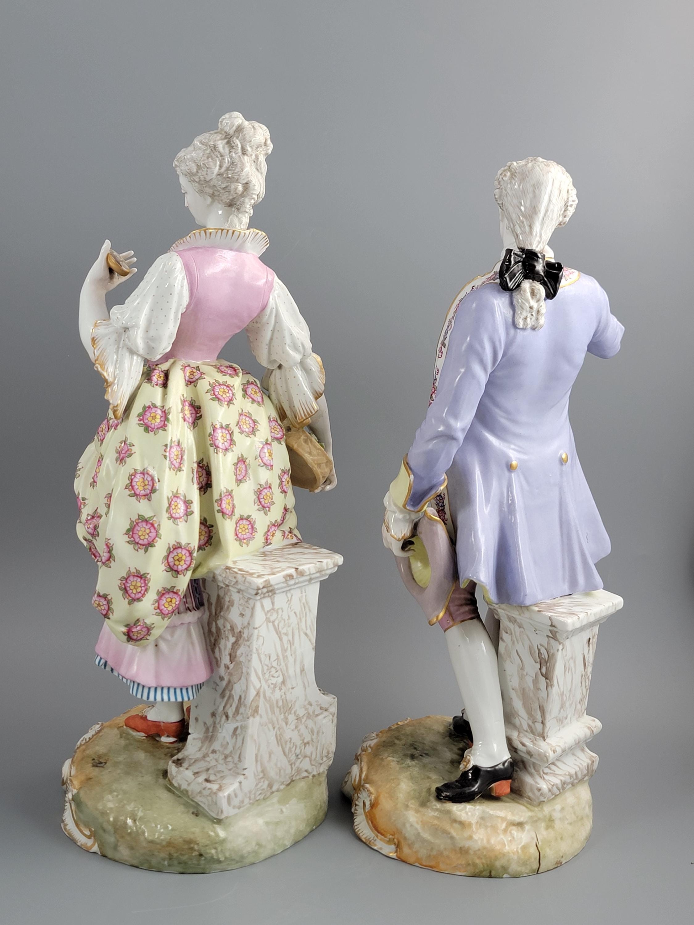 Rare 18th Century German Porcelain Figures: Rococo Style Pair