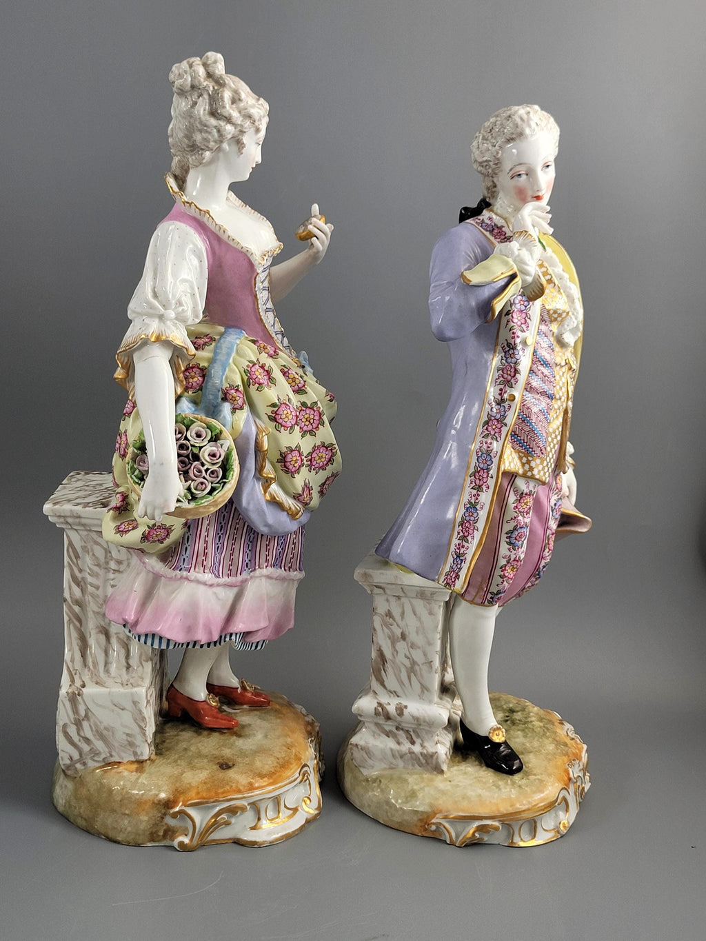 Rare 18th Century German Porcelain Figures: Rococo Style Pair