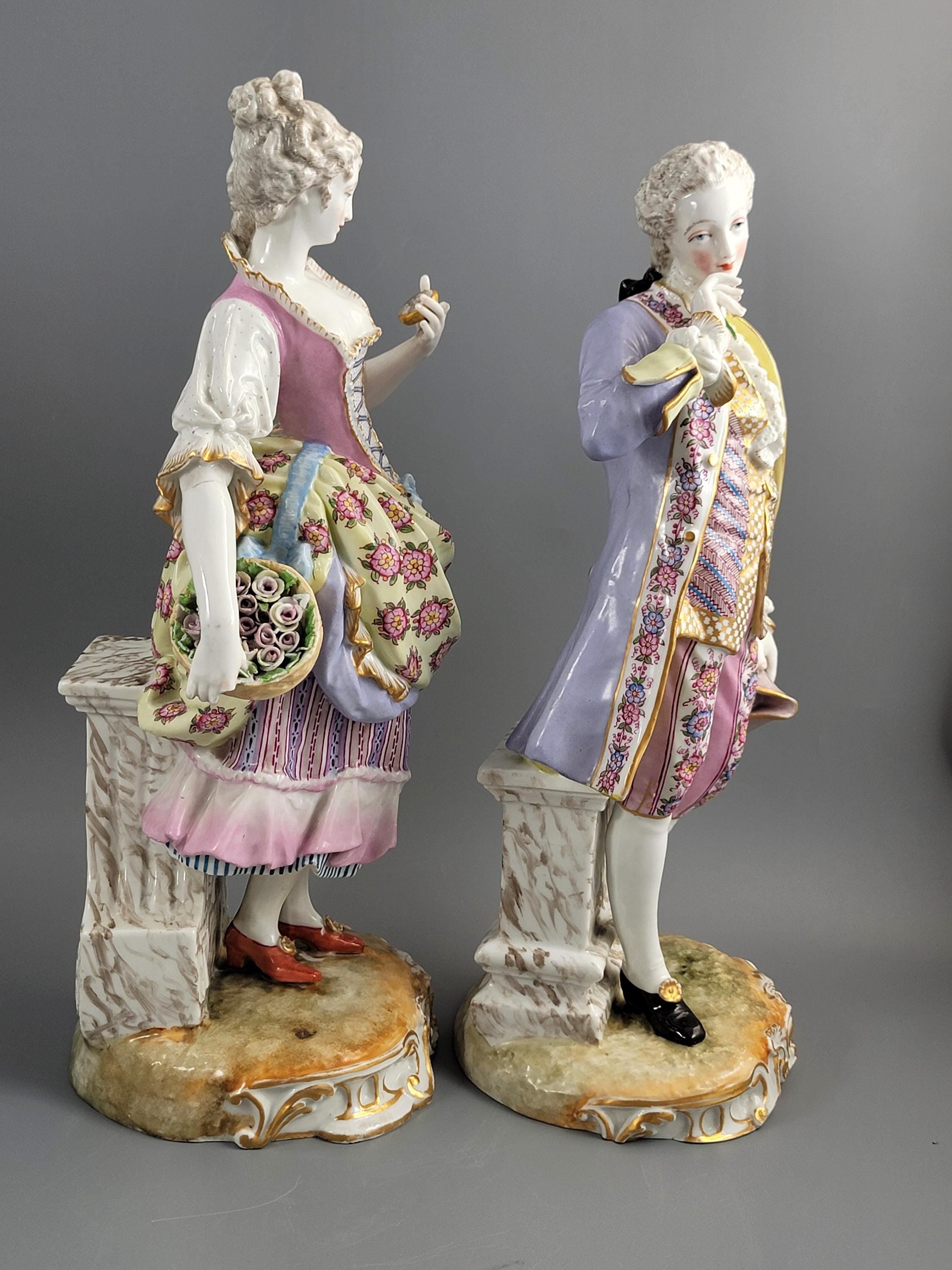 Rare 18th Century German Porcelain Figures: Rococo Style Pair