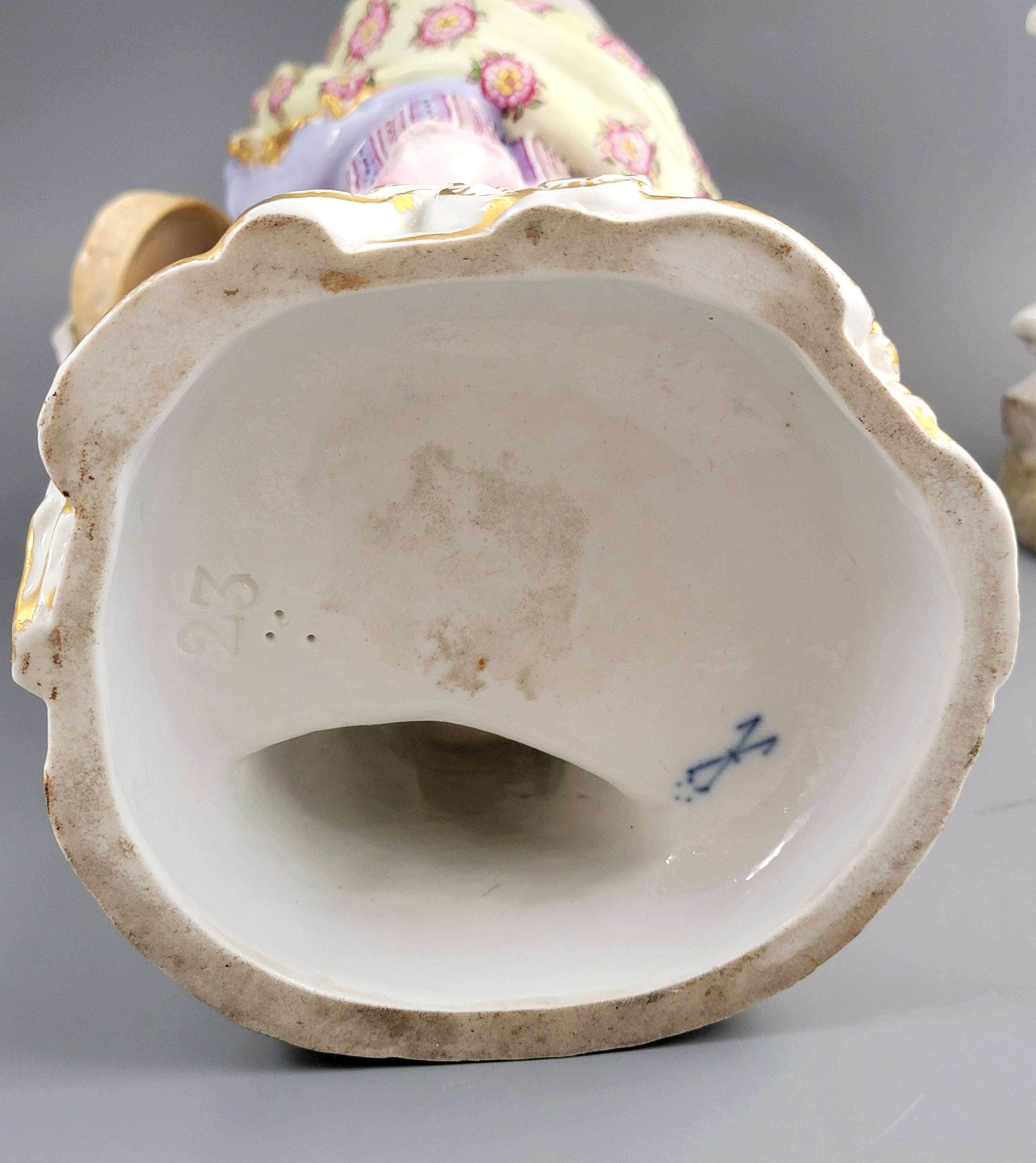 Rare 18th Century German Porcelain Figures: Rococo Style Pair