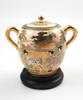 Meiji Period Satsuma Sugar Bowl: Signed Shozan, Kyoto Studio c.1880, with Stand